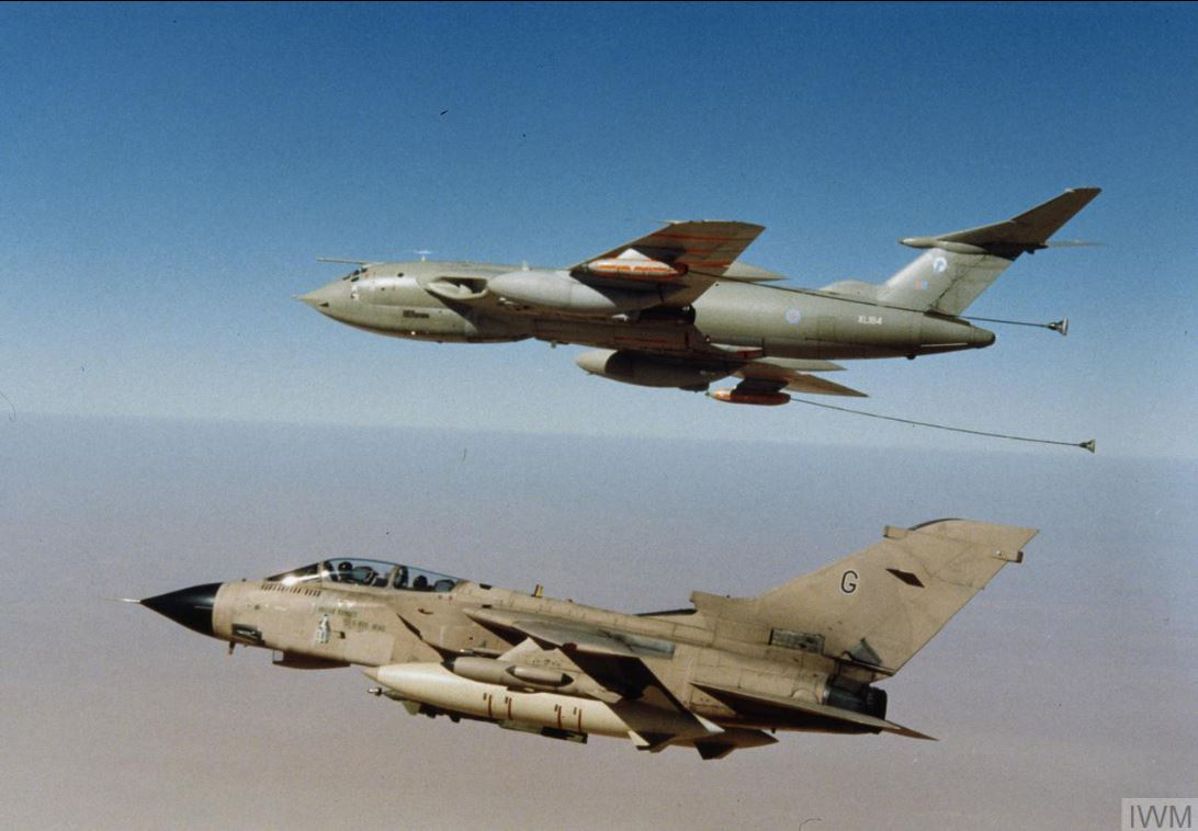 Tornado GR1A 'G-Grannie' of 20 Squadron with a Victor K2 over Saudi Arabia