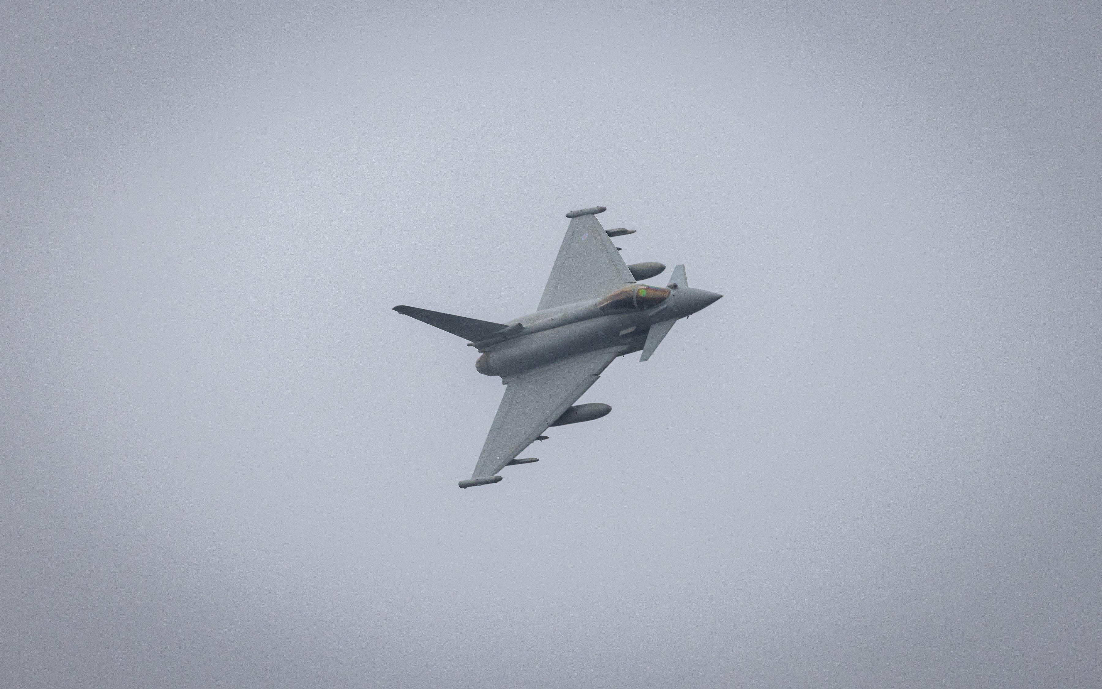 Image shows RAF Typhoon in flight.
