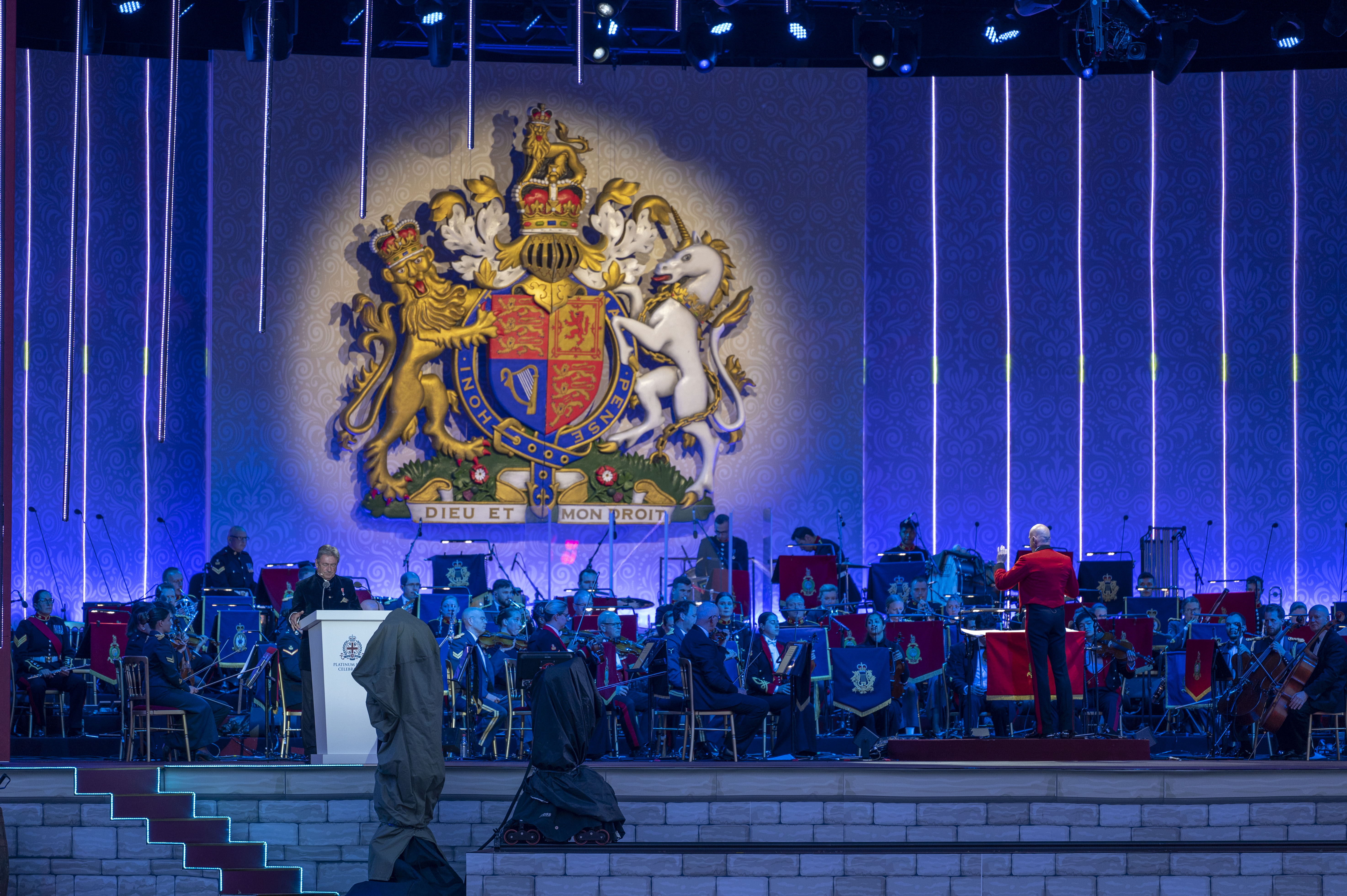 Orchestra on stage during service.