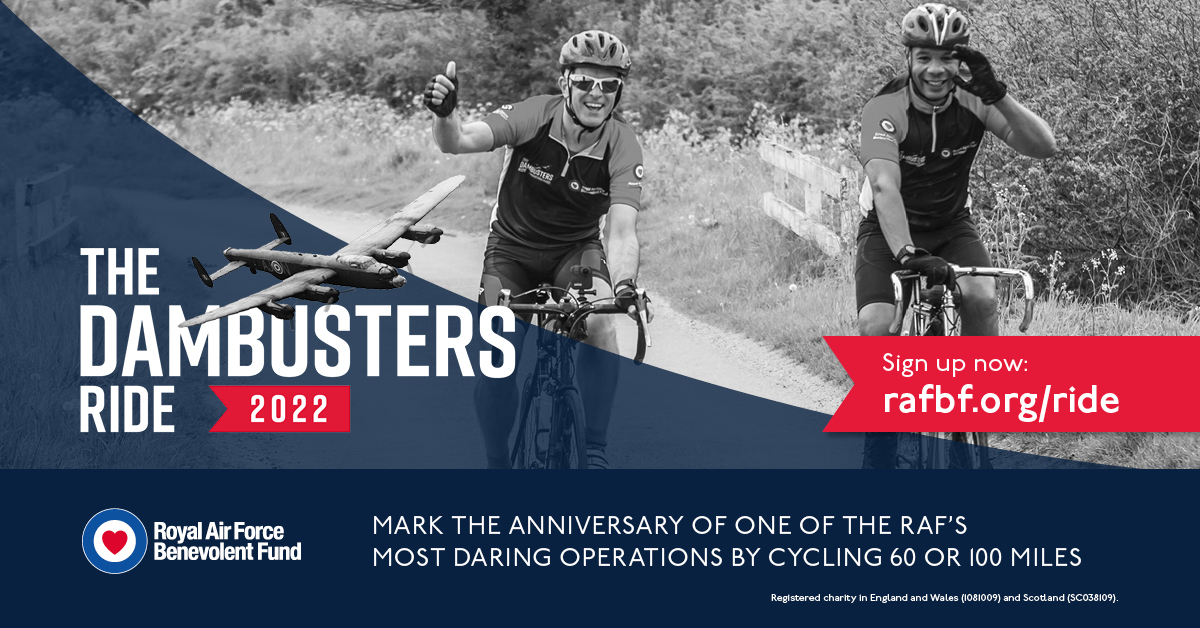 The Dambusters Ride promotional poster with cyclists.