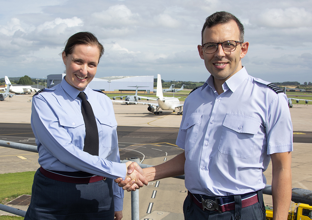 Wing Commander O'Sullivan hands over command of Air Wing Engineering to Wing Commander Fawdry-Jeffries