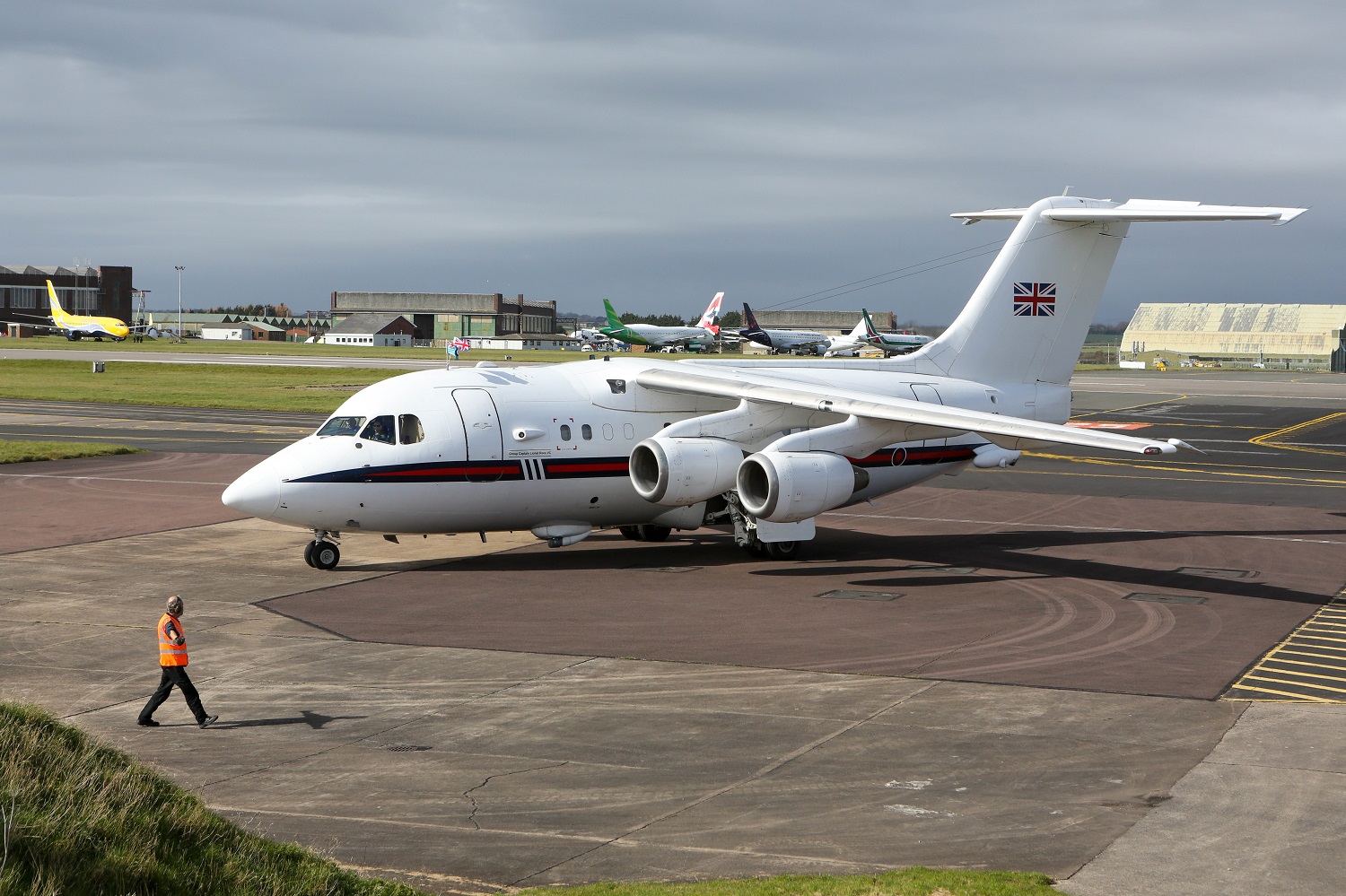 BAe146 aircraft on the airfield.