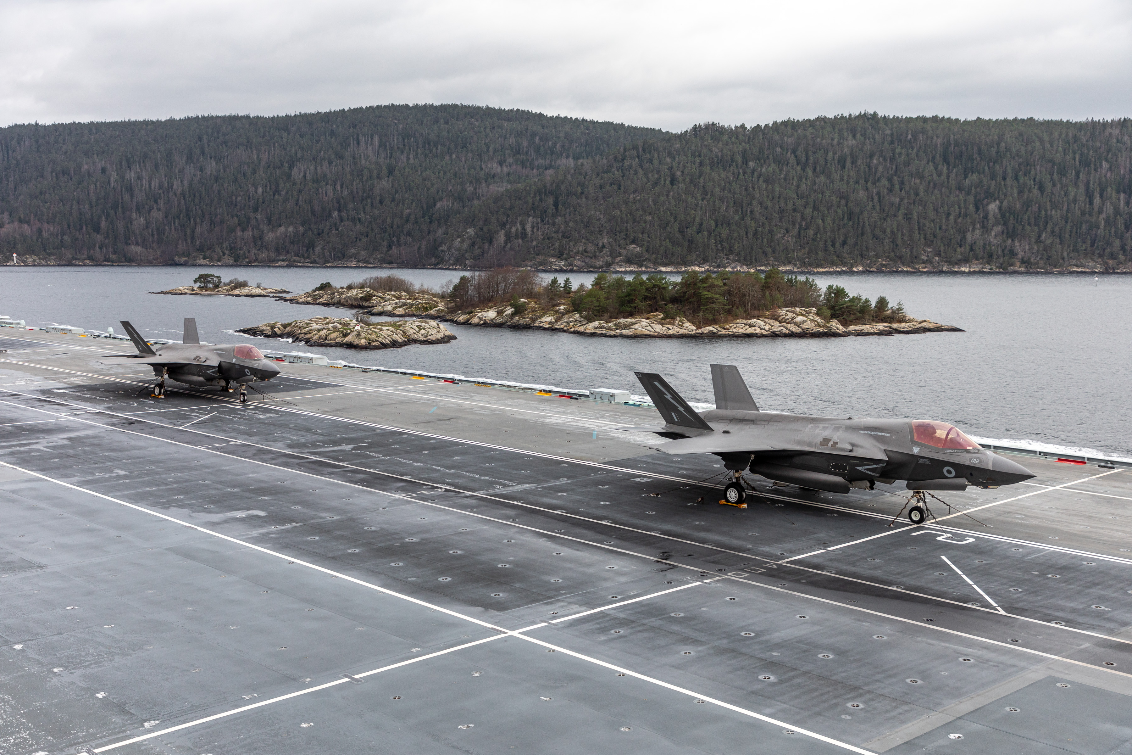 Image shows RAF Lightning aircraft onboard HMS Queen Elizabeth.