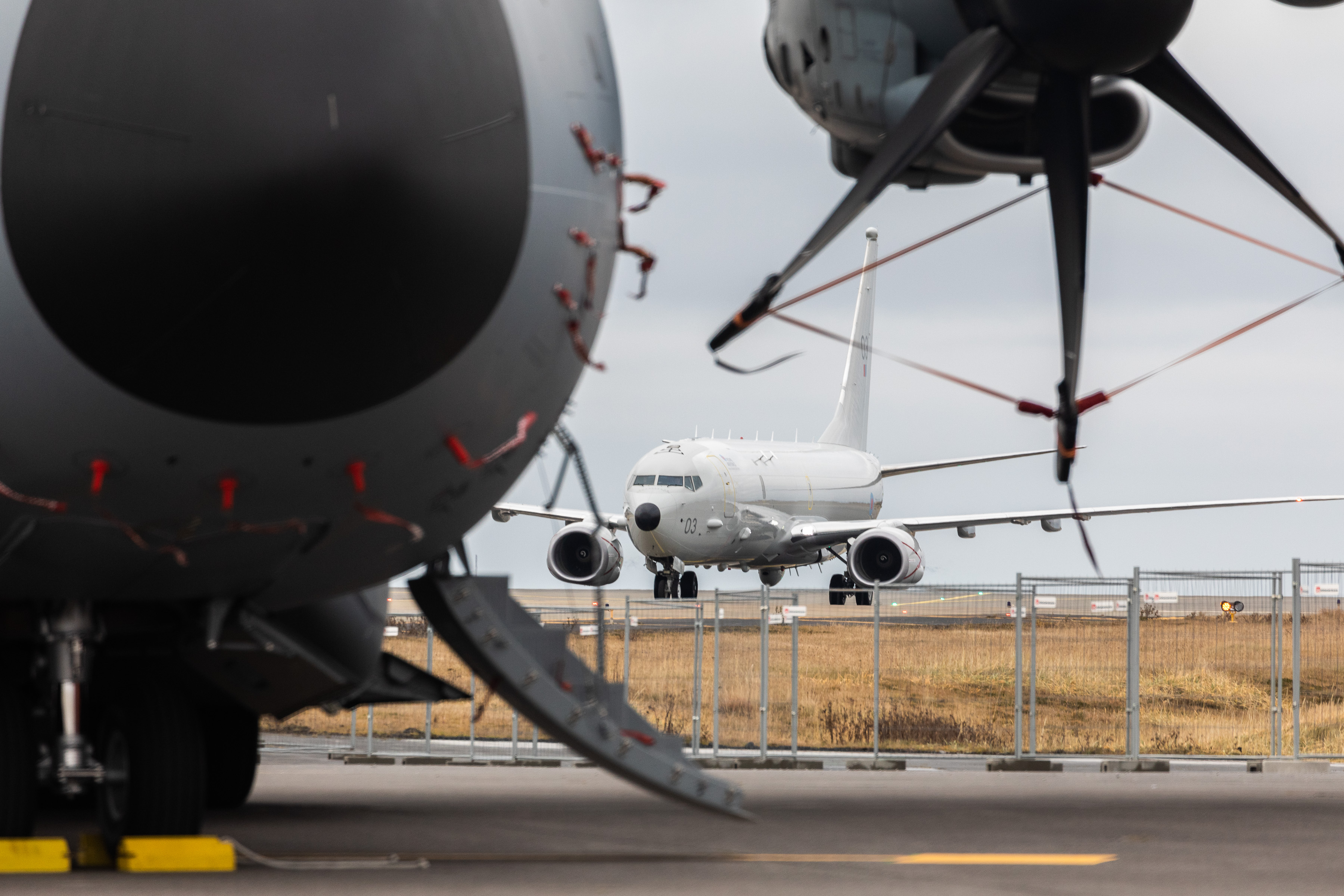 Atlas A400M and a Poseidon MRA1 on the runway.