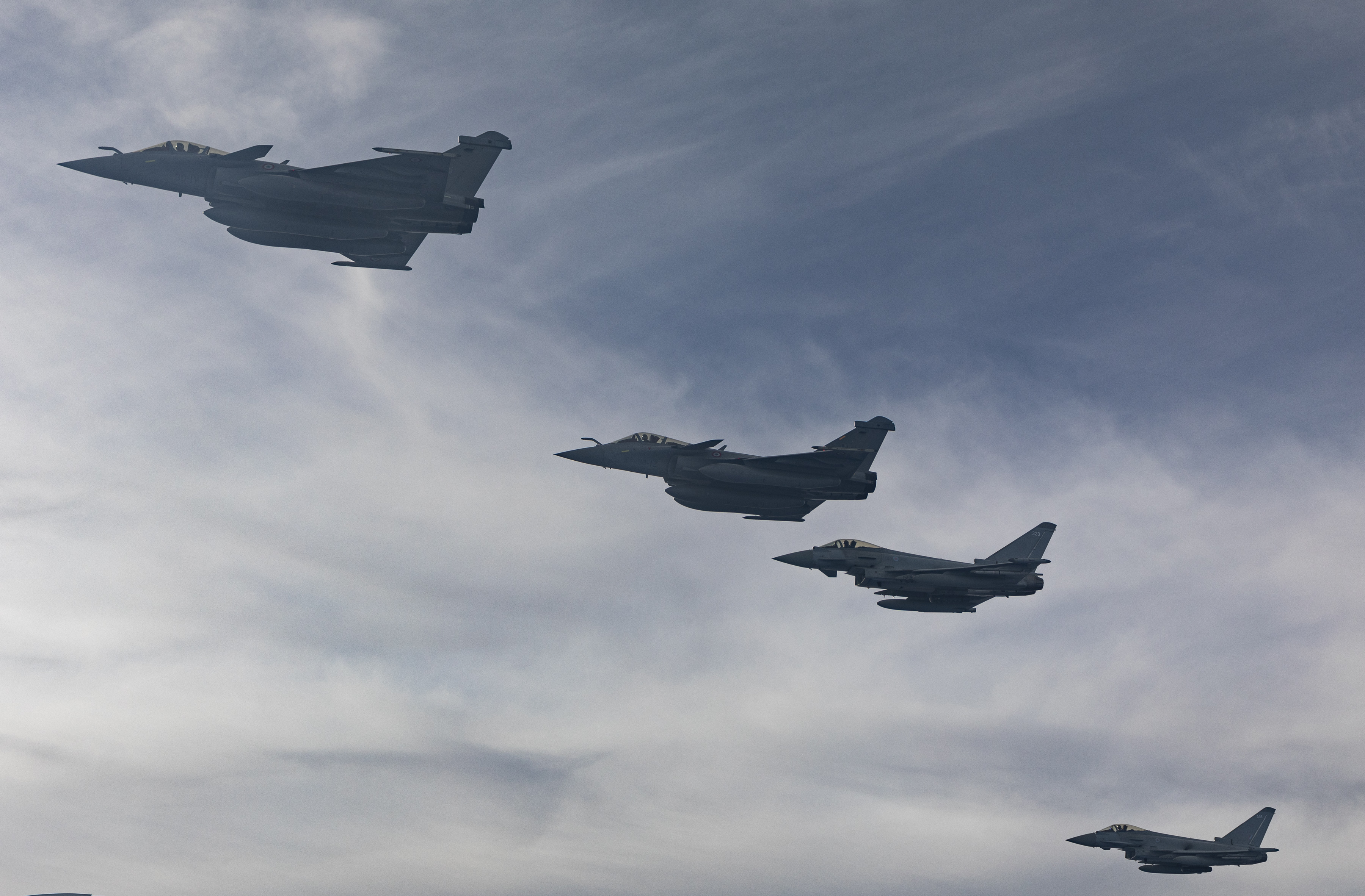 Typhoons fly in formation.