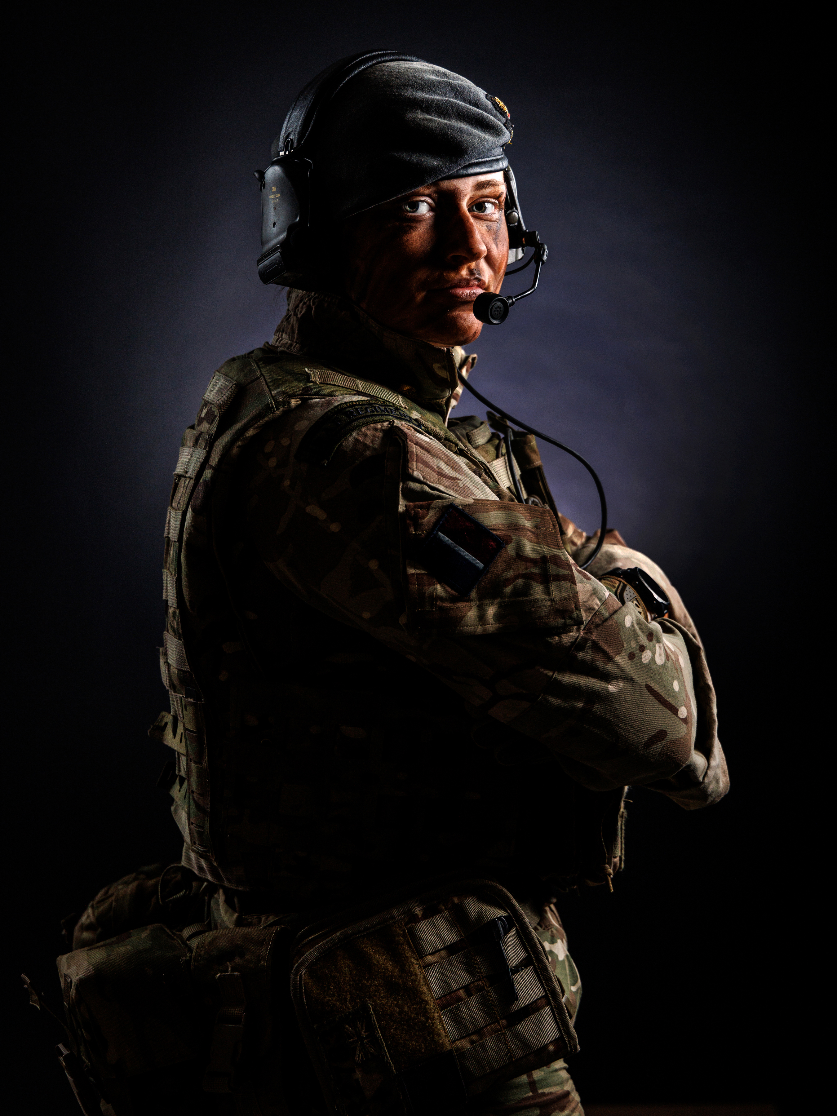 An RAF Regiment Officer looking at the camera.