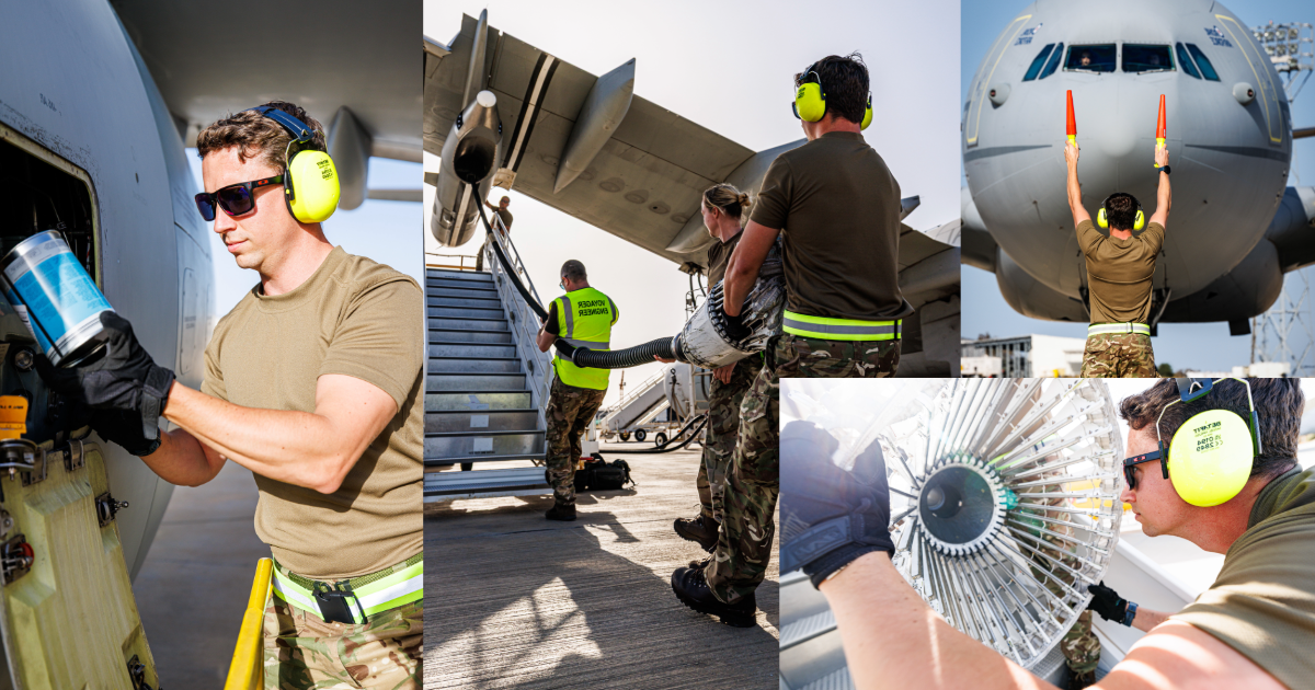 "Voyager Refuelling Team". A portfolio of photographs showing the preparations on RAF Akrotiri for an RAF Voyager to take flight.