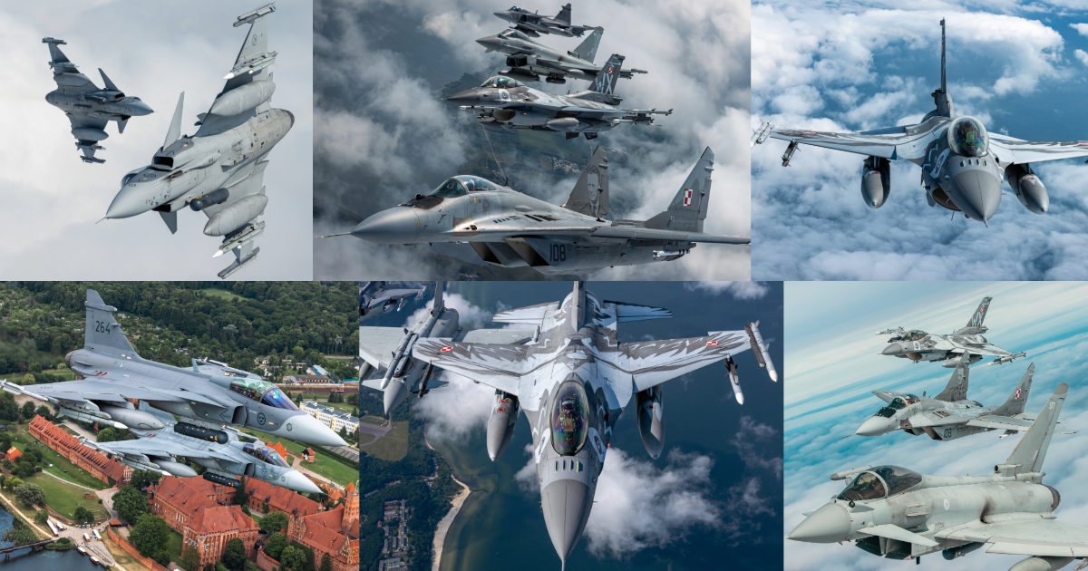A portfolio of photographs by Air Specialist 1 Jake of Viscom Ops. The imagery focuses on Operation Chessman 2025, with shots of RAF Typhoons flying alongside aircraft from both the Polish and Swedish air forces.