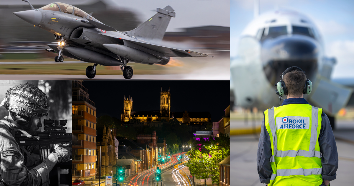 A portfolio of photographs by Air Specialist 1 William of RAF Waddington. Images include an RAF Typhoon taking off from a runway, as well as a member of the RAF watching on as an RAF Voyager is preparing to takeoff.