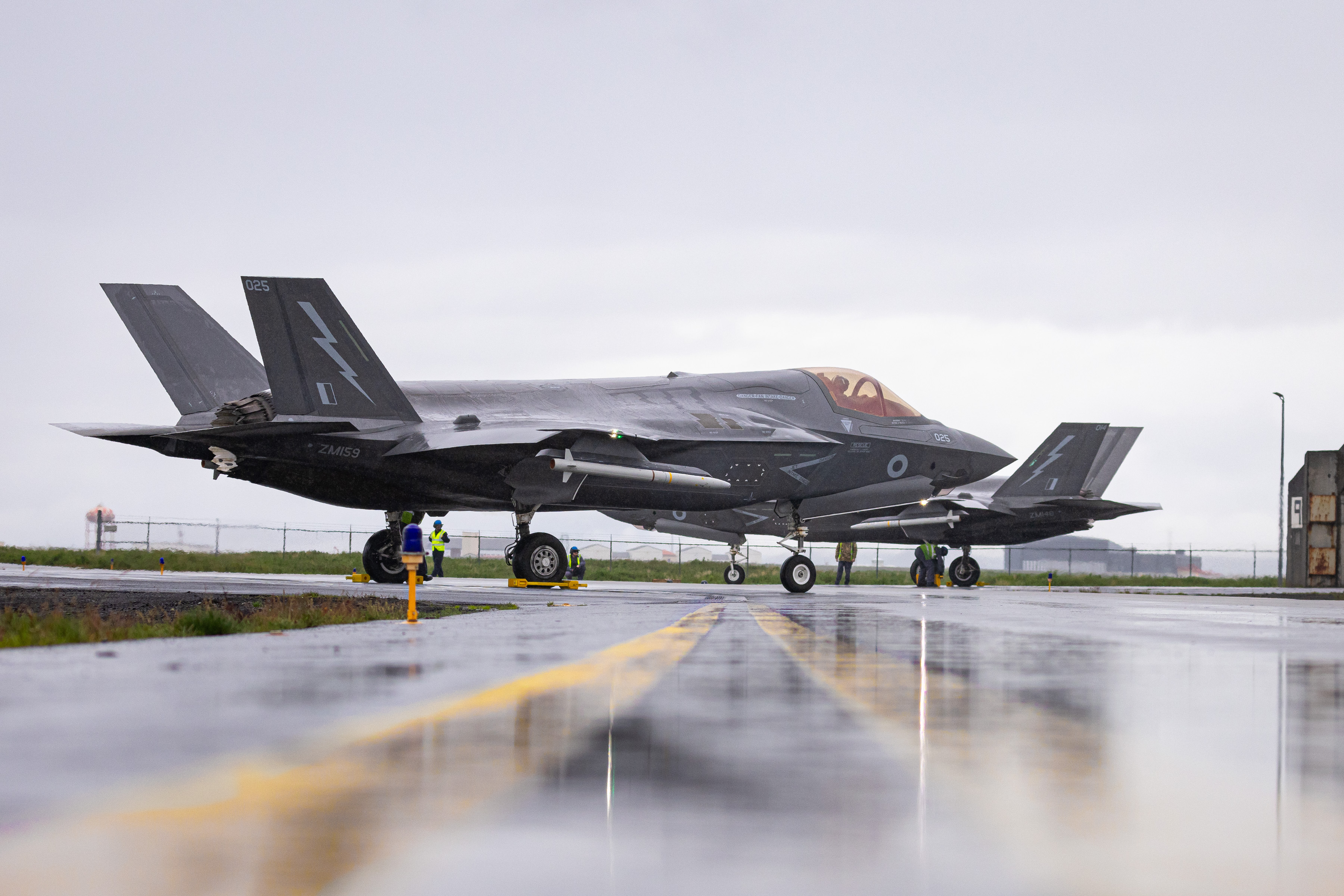 RAF F-35Bs on the runway in Iceland.
