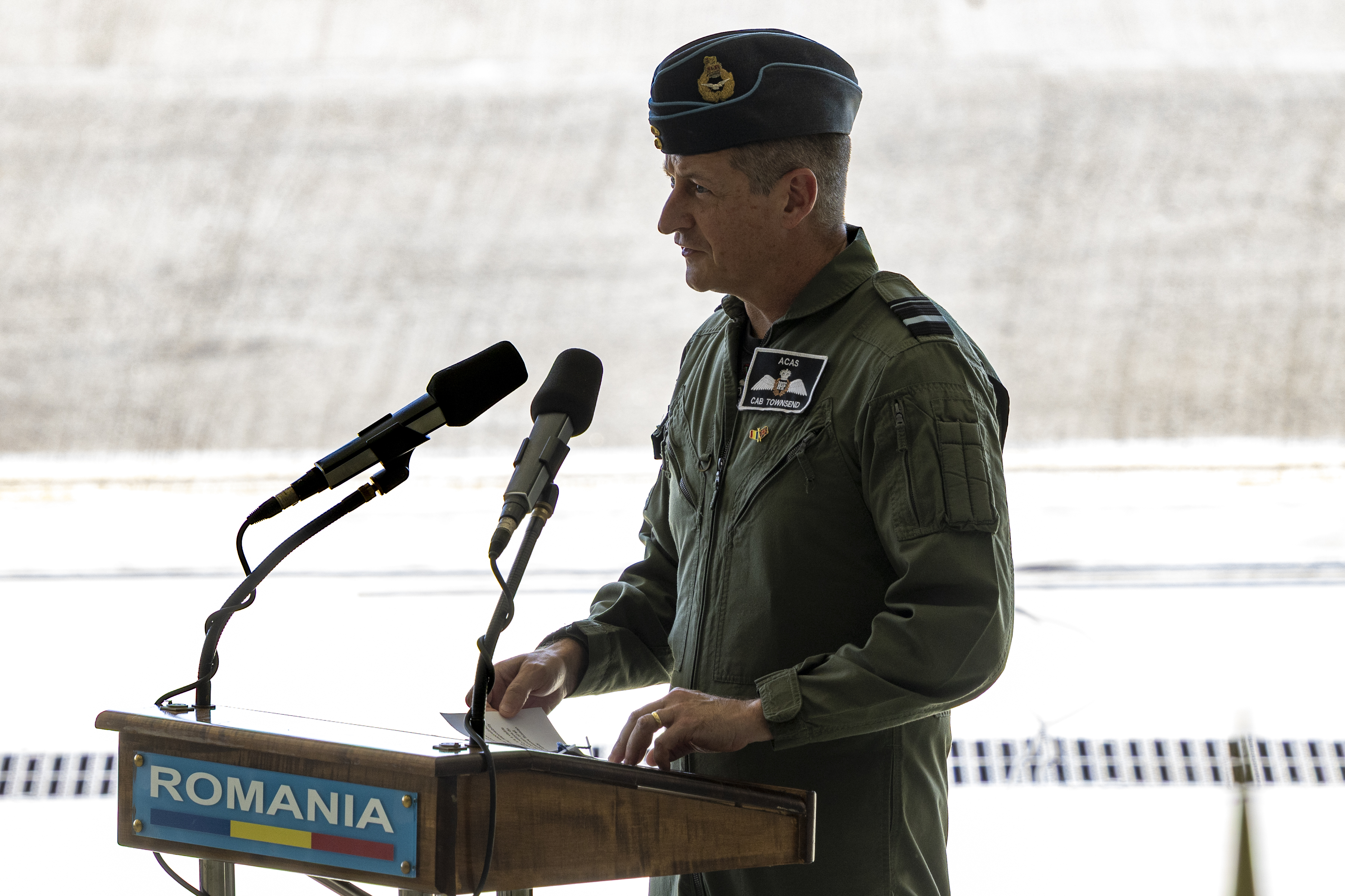 The Assistant Chief of the Air Staff, Air-Vice Marshal "Cab" Townsend delivering a speech.