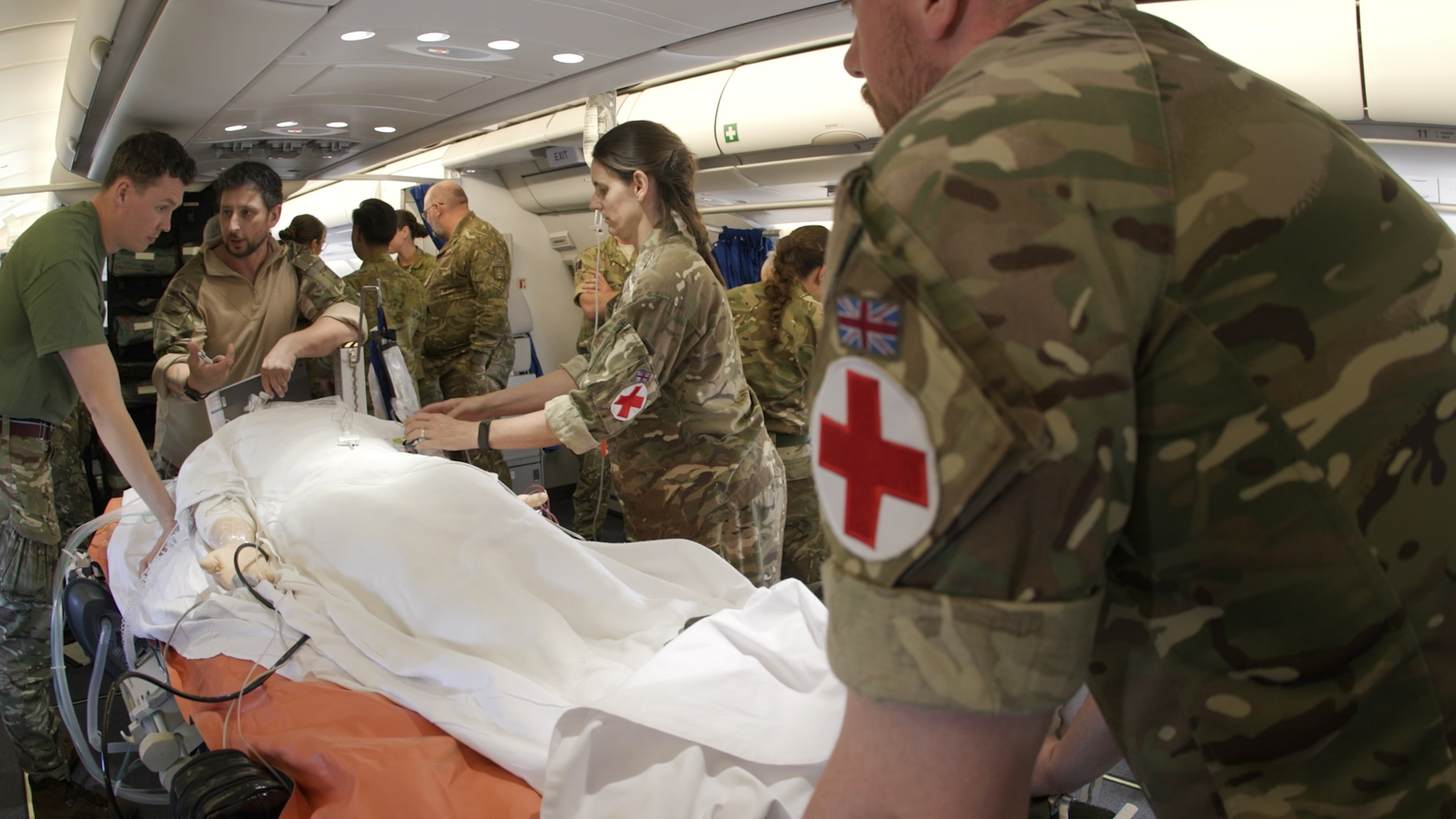 RAF medics onboard an RAF Voyager as they practice medical drills on Exercise Pitch Black.