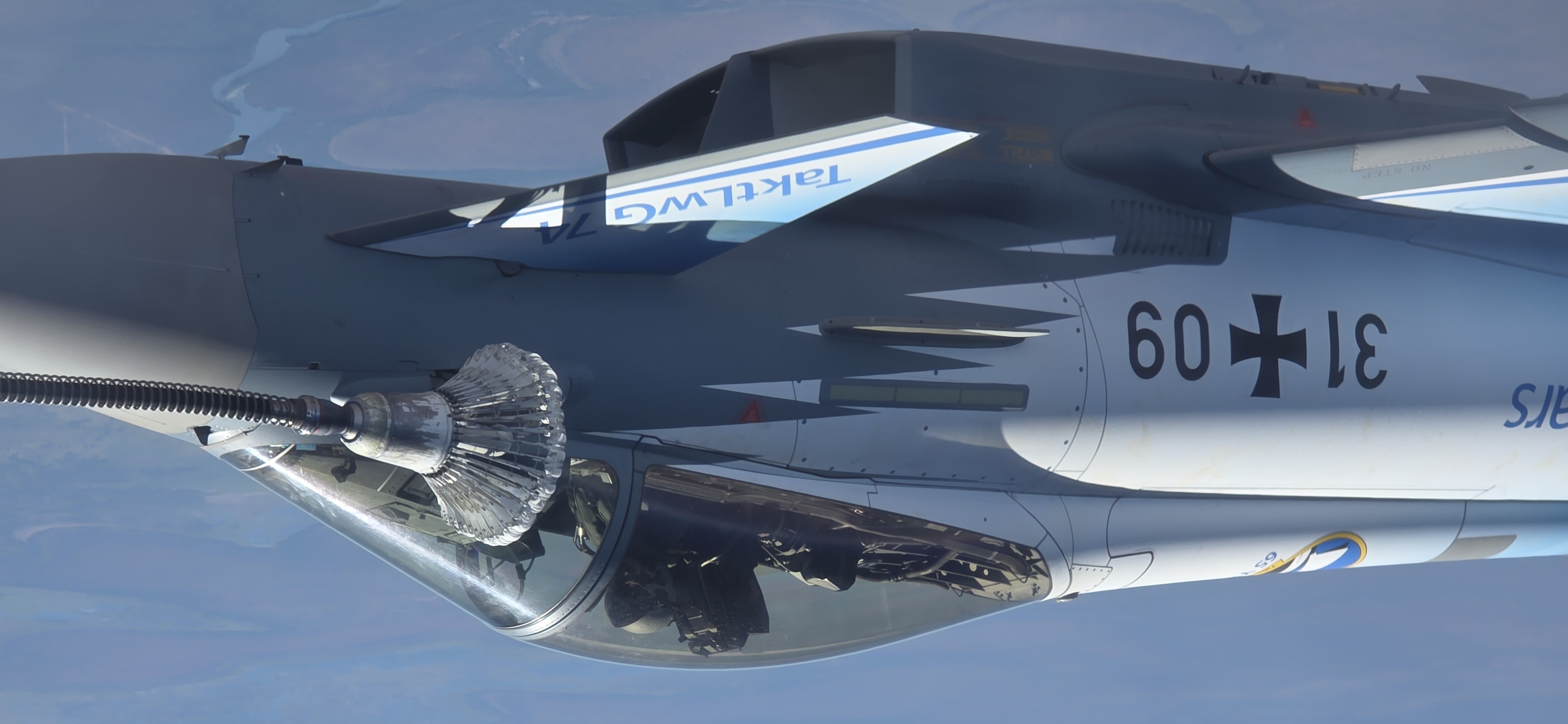 RAF Voyager air-to-air refuelling a German Air Force jet on Exercise Pitch Black.