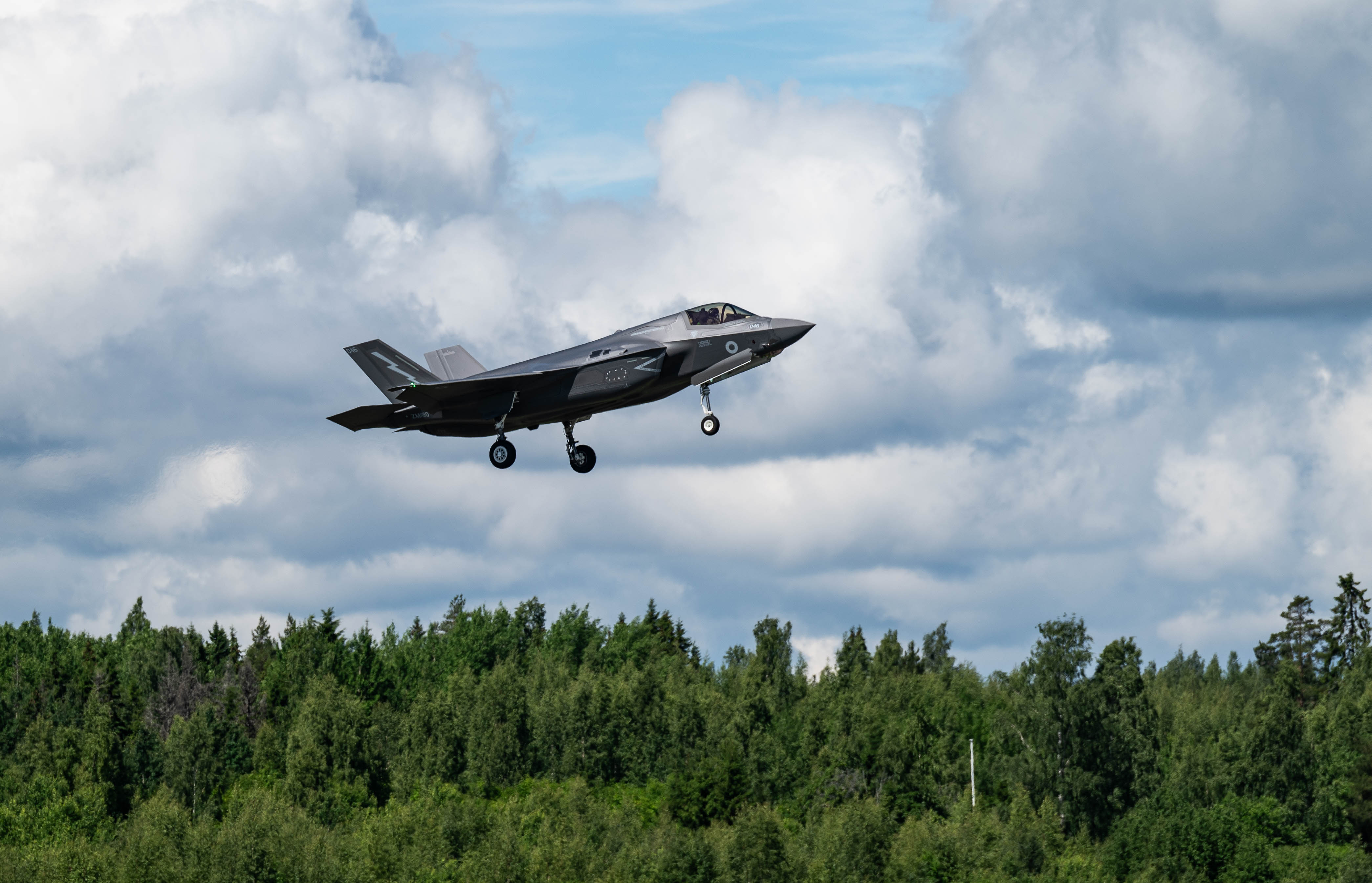 An RAF F-35B in flight in Finland during Exercise Ramstein Flag.