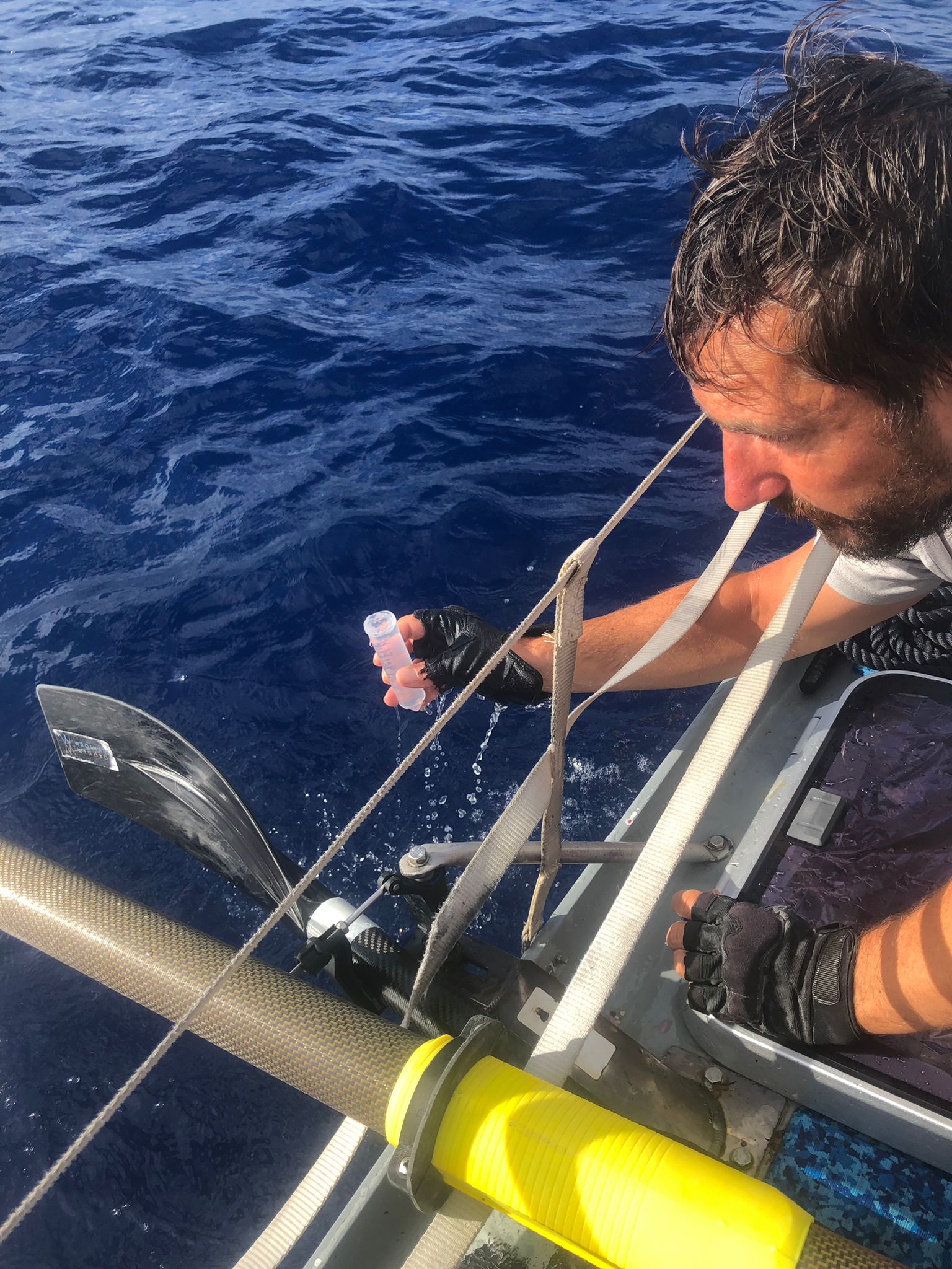 Collecting water samples.
