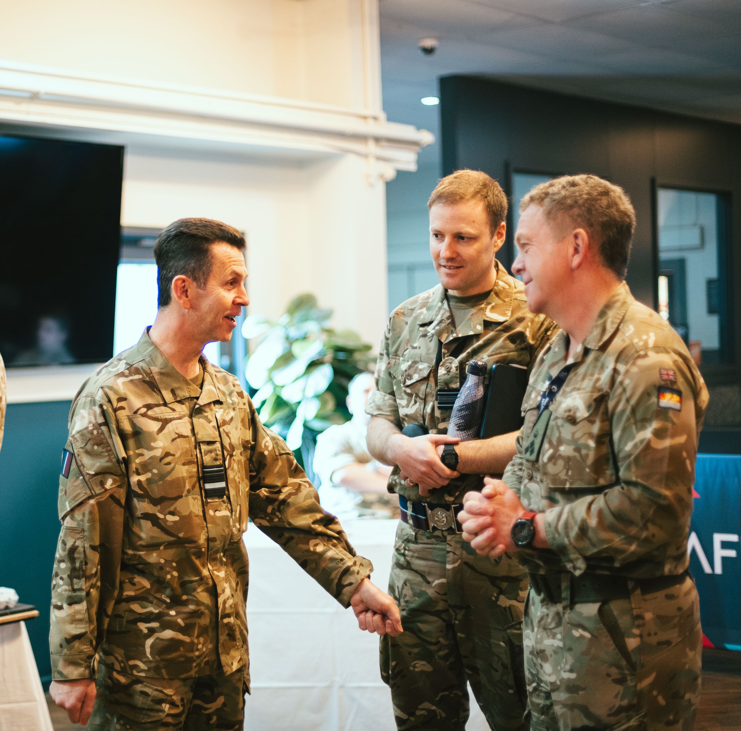 AVM Hunt chatting to Brigadier Harmer at the Air Safety Event at MPC