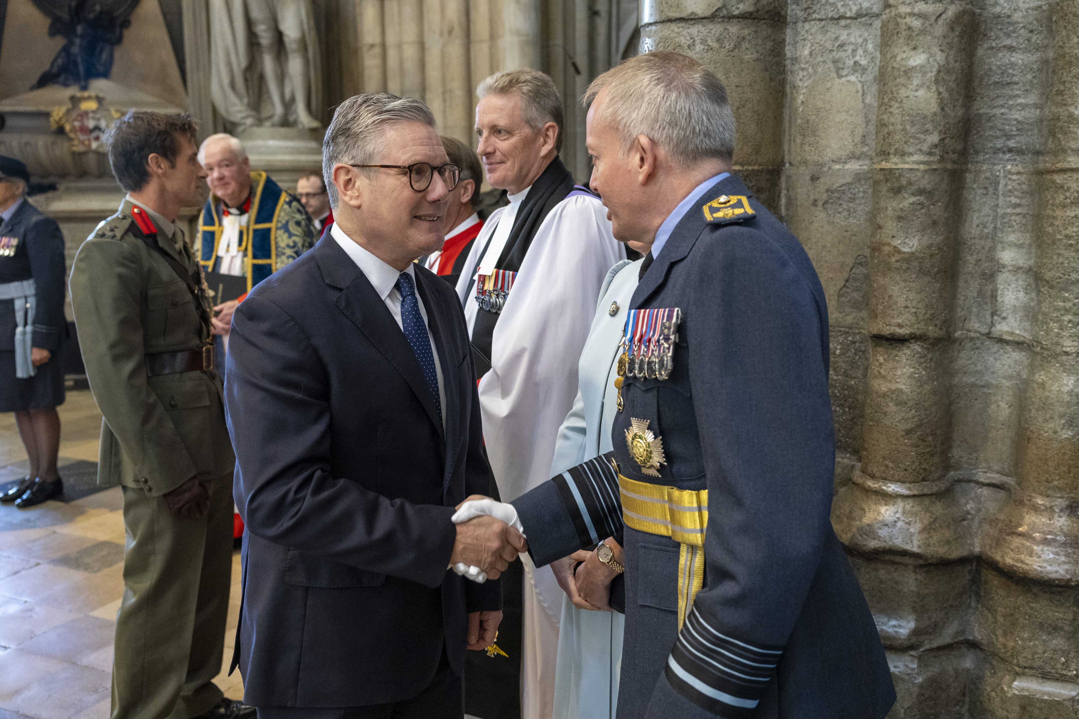 Air Chief Marshal Sir Rich Knighton shaking hands with the Prime Minister Sir Keir Starmer