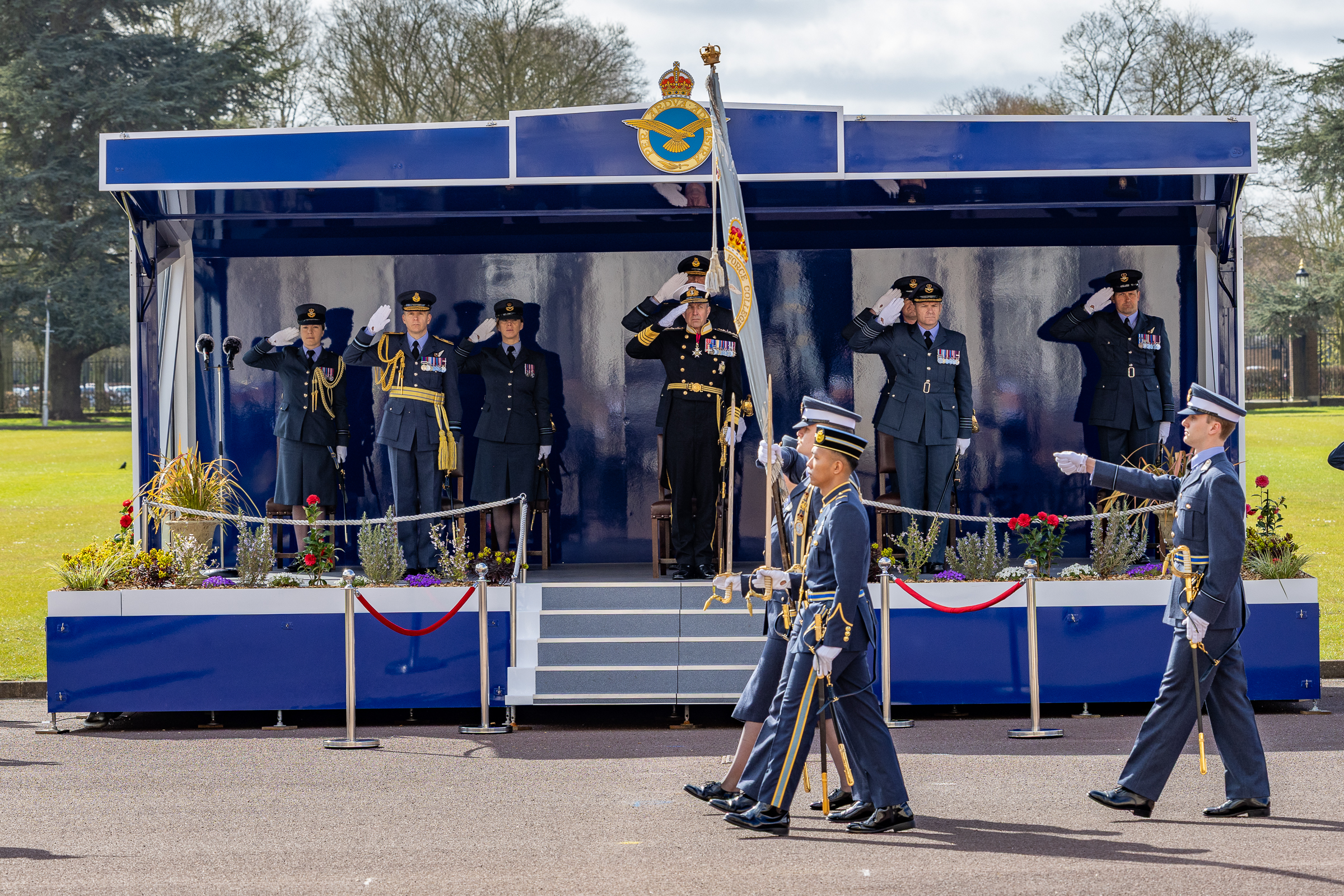 Taking the salute