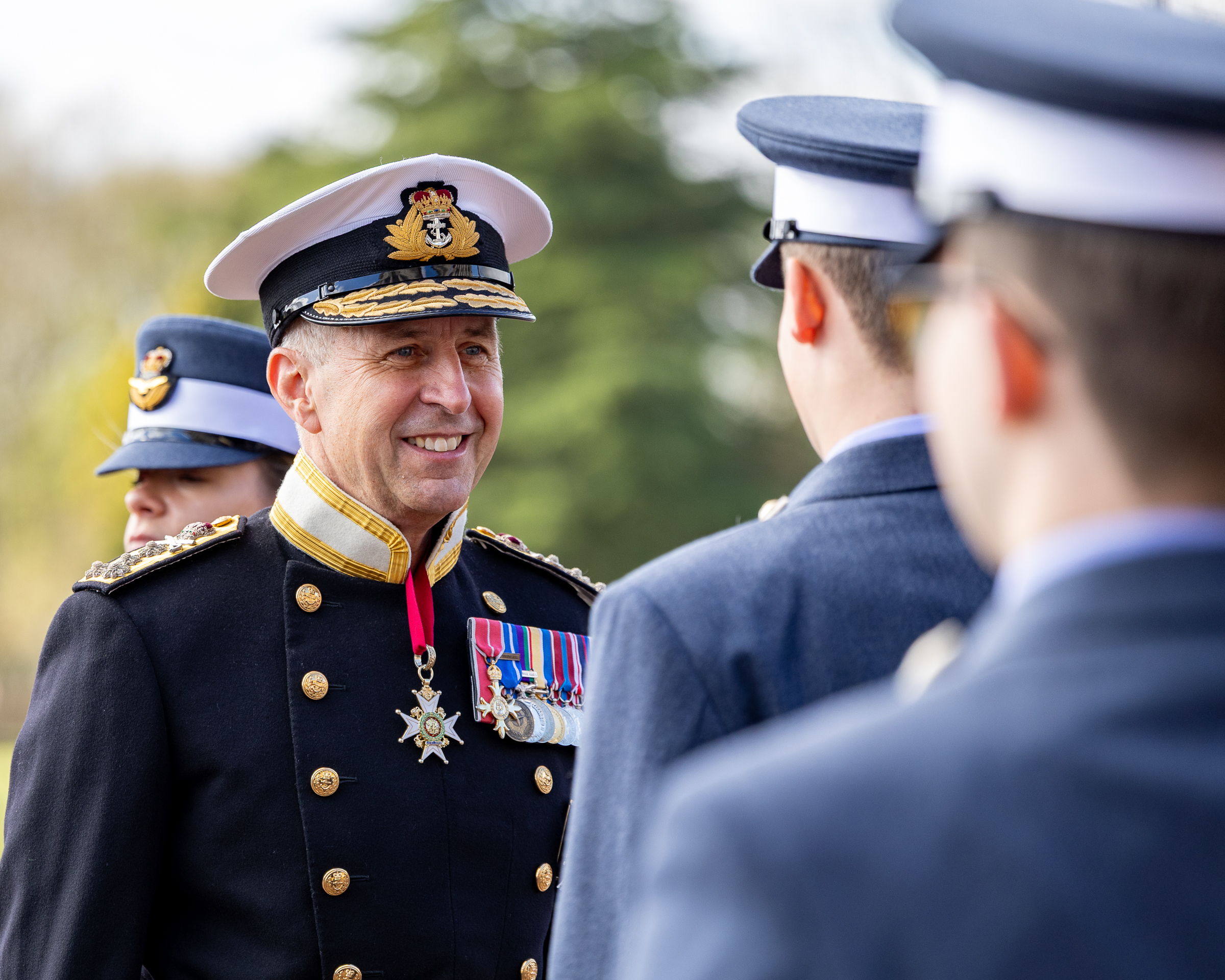 Admiral Blount talking to a cadet