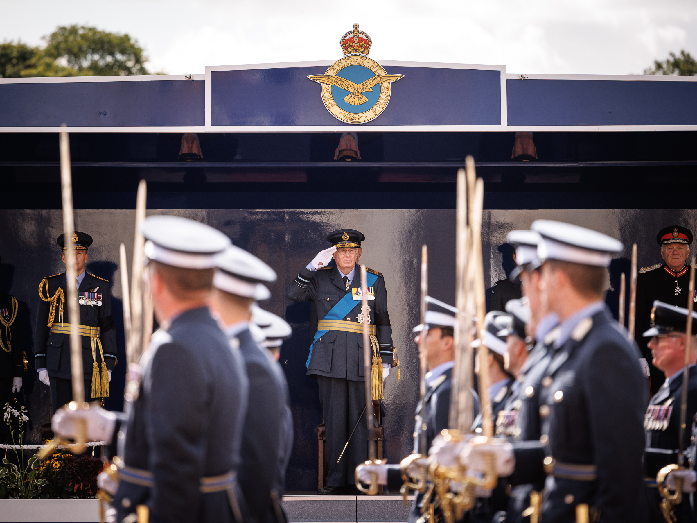Taking the salute