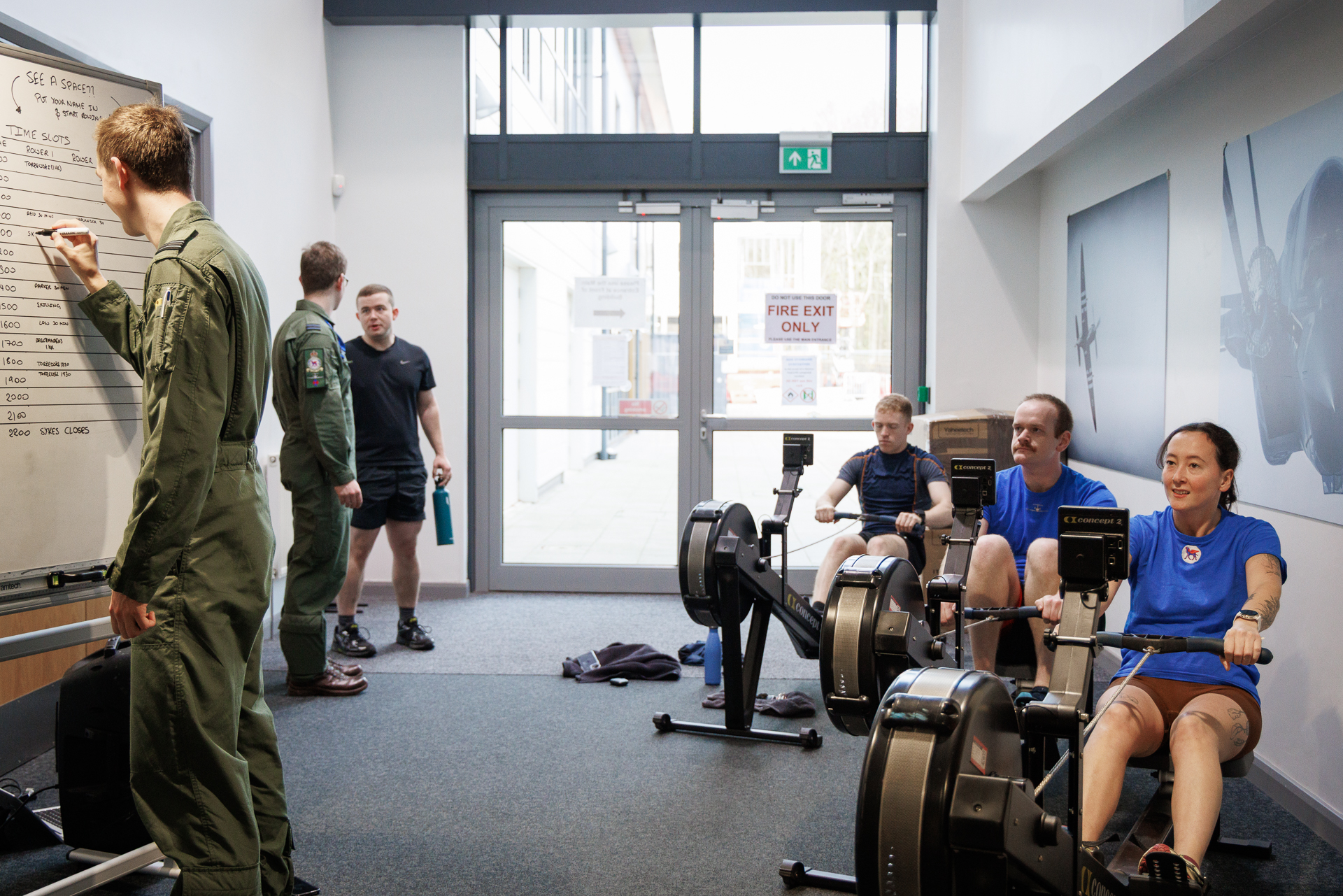 Rowing machines used during the challenge