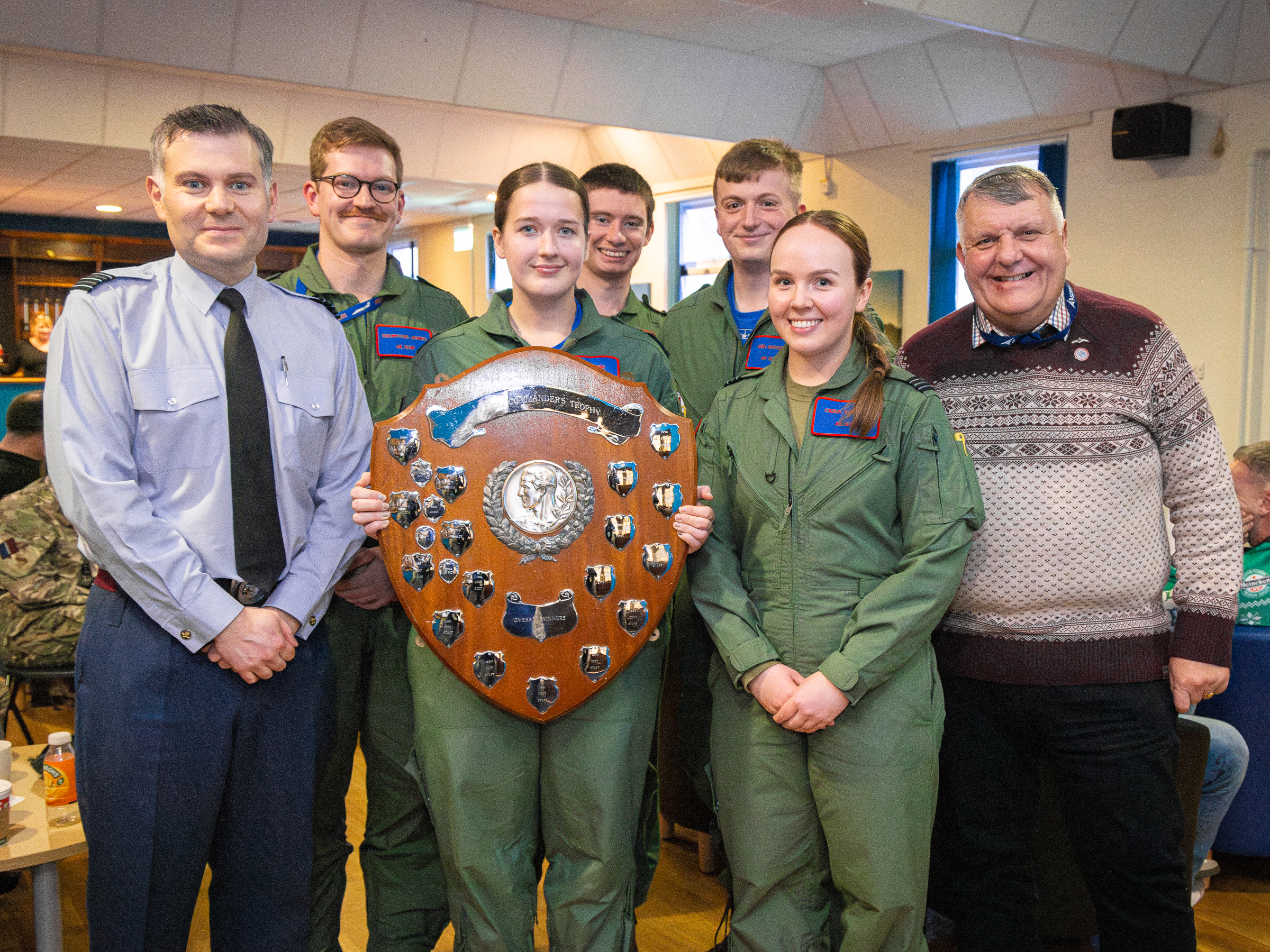 Members of 45 Sqn holding the Shield