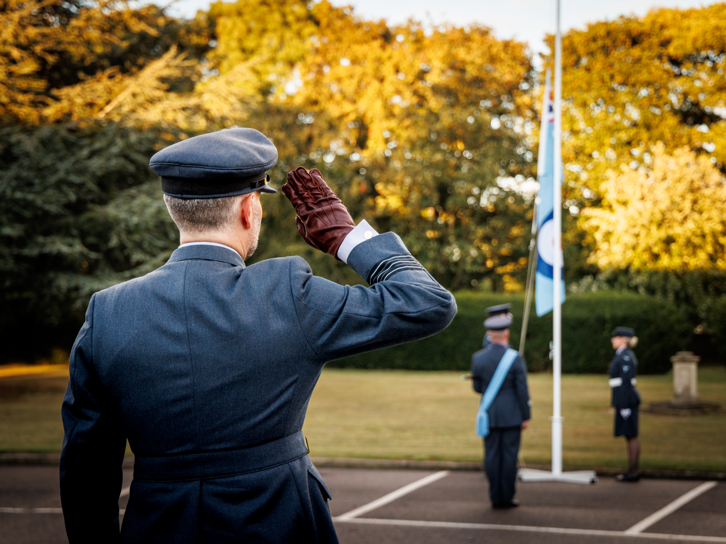 saluting the flag