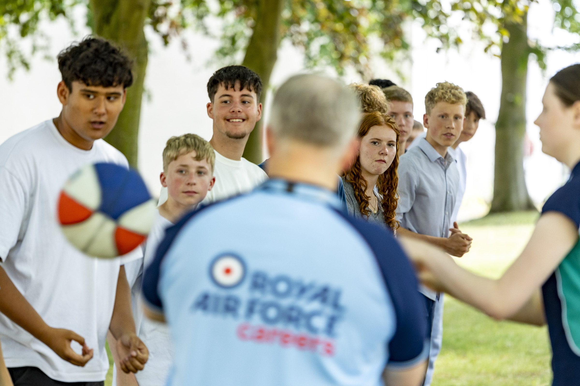 Students with a rugby ball