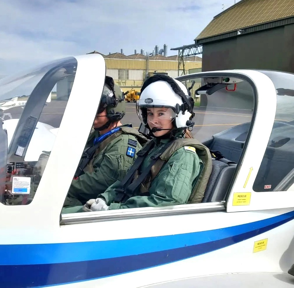 Cadet Tiffany in a Tutor aircraft