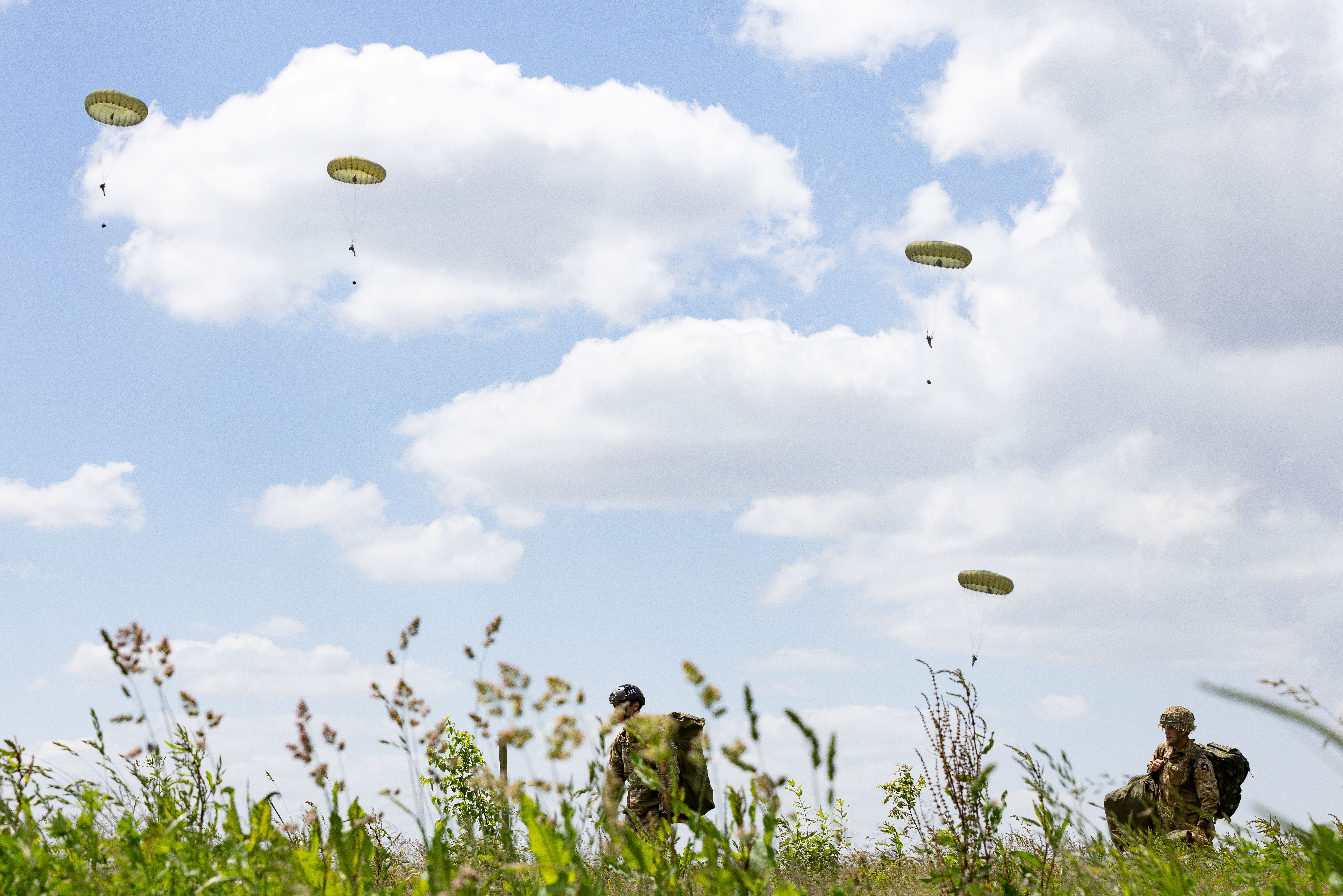 Paratroopers landing in France