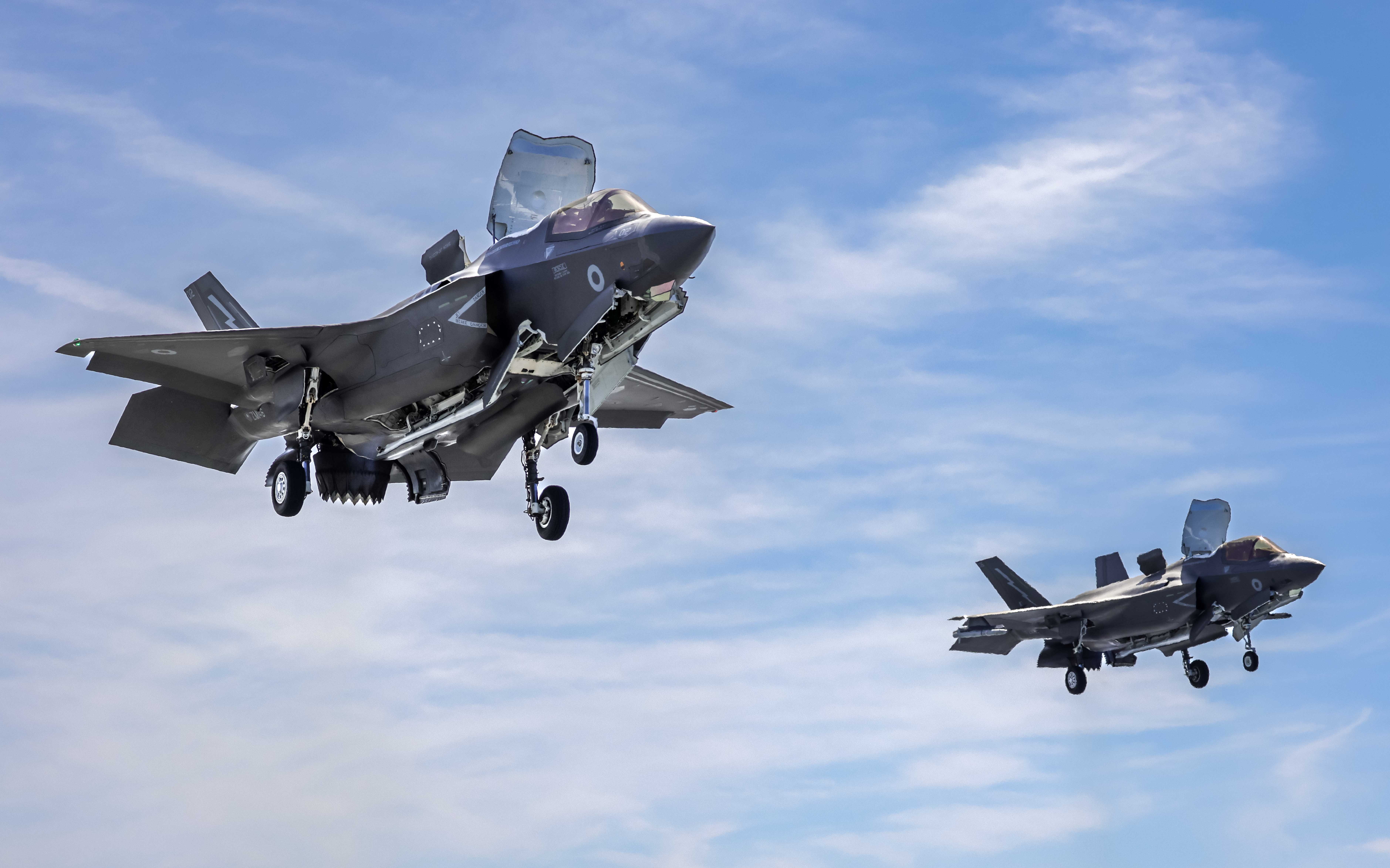 Two F-35B Lightning Jets land onboard HMS Prince of Wales during Operation Highmast as part of the UK Carrier Strike Group 2025 and Exercise Med Strike. This Ex brings all the component pieces of the CSG together. In the waters of the Ionian Sea – between Taranto and Sicily – a force of two carrier strike groups, 21 warships, three submarines, 41 fast jets, 19 helicopters, ten patrol aircraft and more than 8,000 personnel will train together.