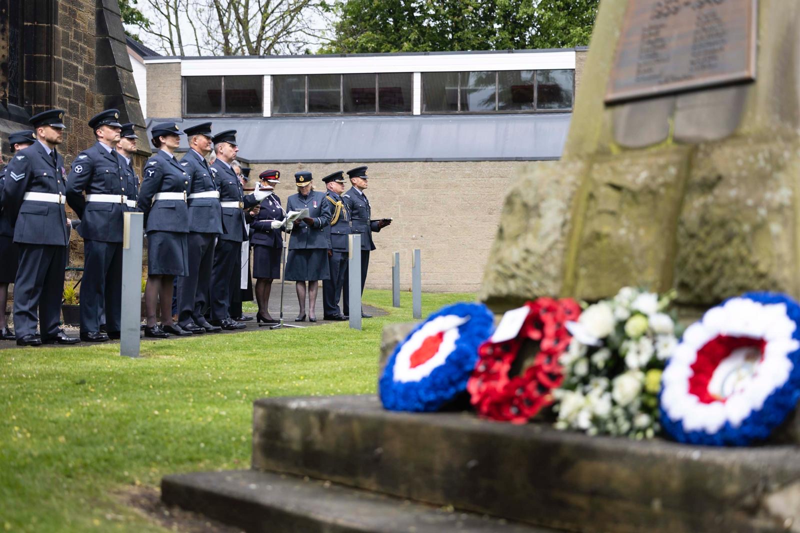 Personnel from RAF Leeming at the Great Ayton service in memory of Sqn Ldr Fidler