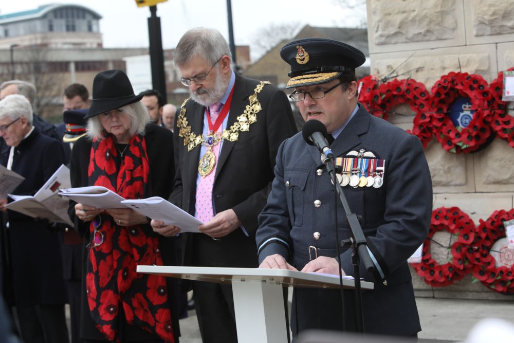RAF serviceman commemorating RAF Victorian Cross recipient 