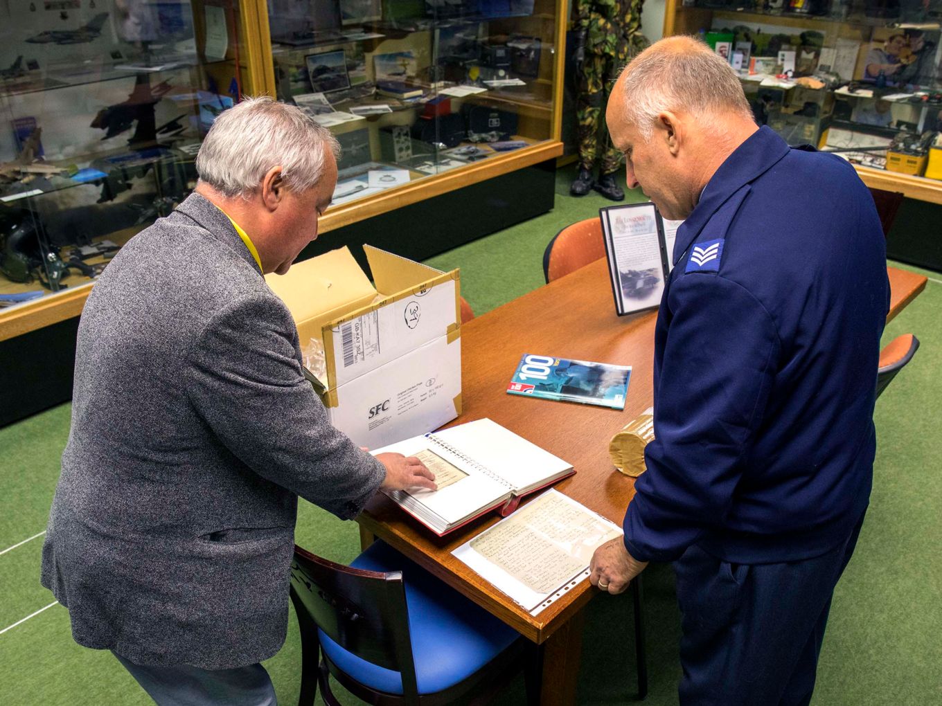 Mr Eagles donates items from his father's service in the RAF