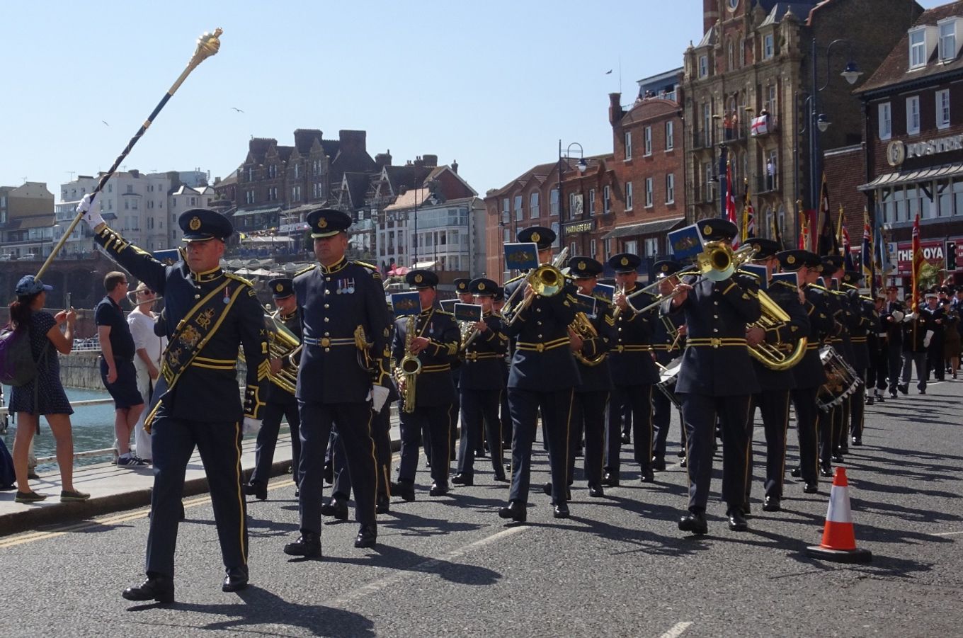 Central Band of the RAF lead a parade.