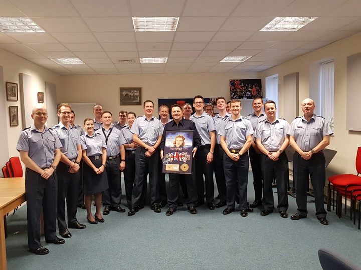 RAF Musicians are presented with a Gold Disc.