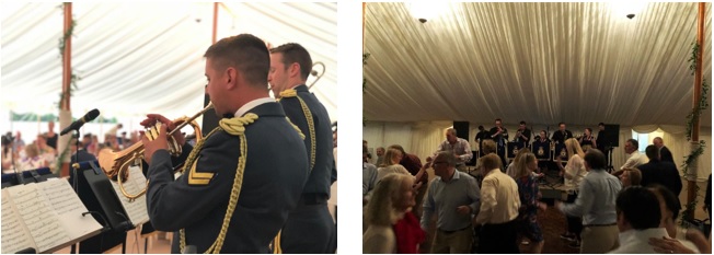 Musicians entertain guests at a dinner dance.