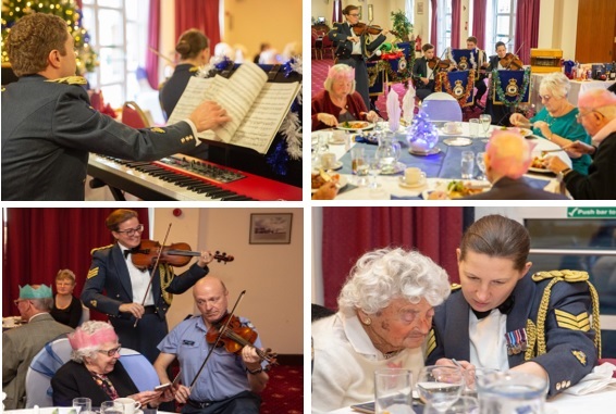 RAF Musicians provide entertainment for the OAP's Christmas Lunch.