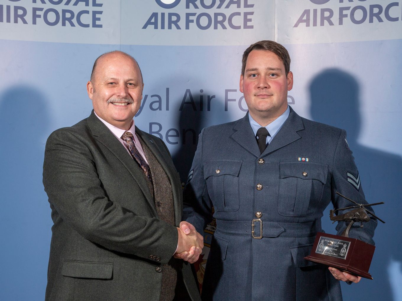 Cpl Wade is presented with his award