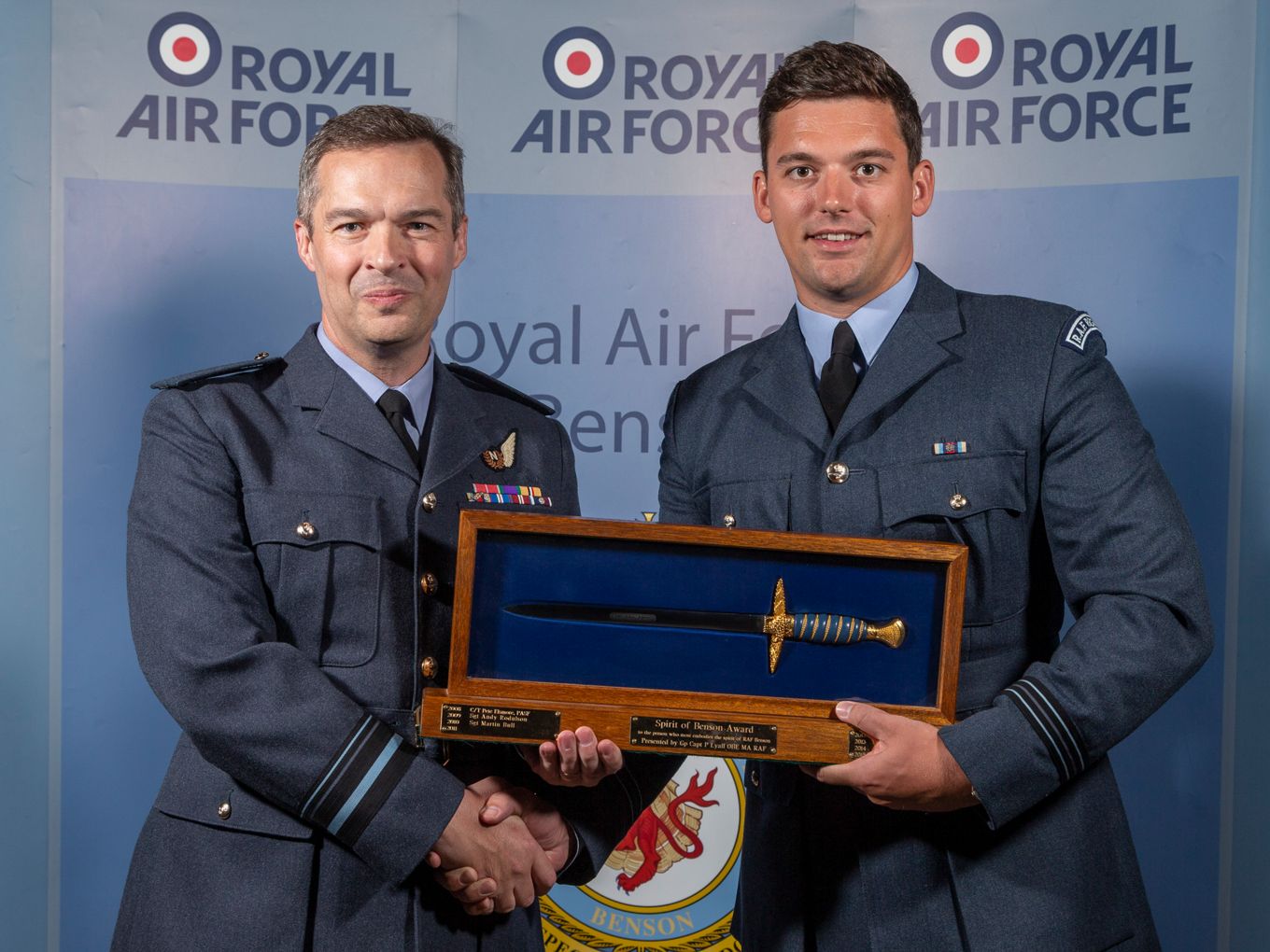 Flight Lieutenant Carter is presented with his award
