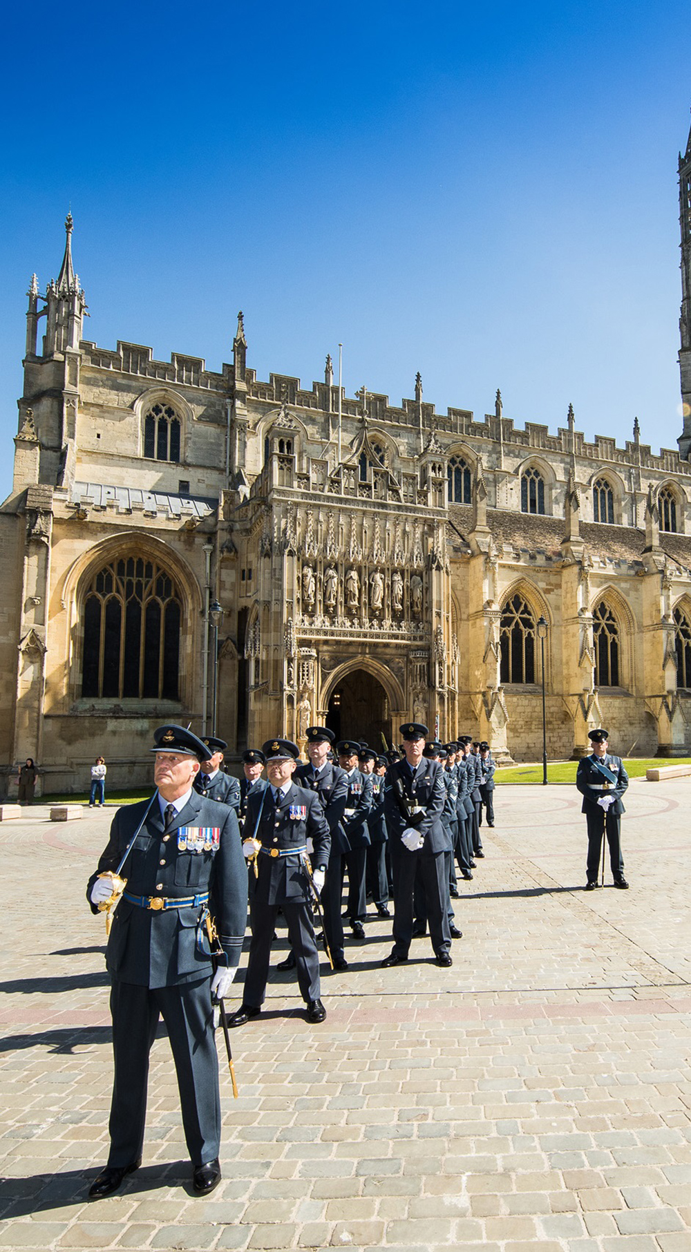 Members of No. 501 Squadron stand ready at the cathedral