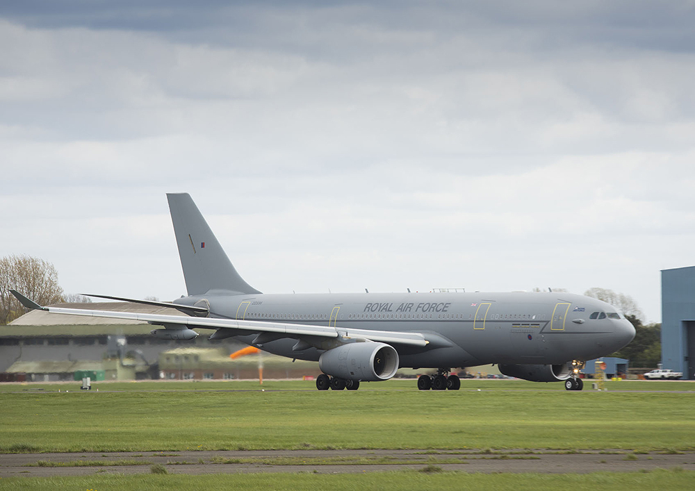 An A330 Voyager departing RAF Brize Norton to take part in Exercise Joint Warrior