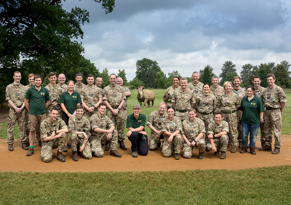 Personnel from RAF Brize Norton with Cotswold Wildlife Park staff. Credit: MOD Crown Copyright