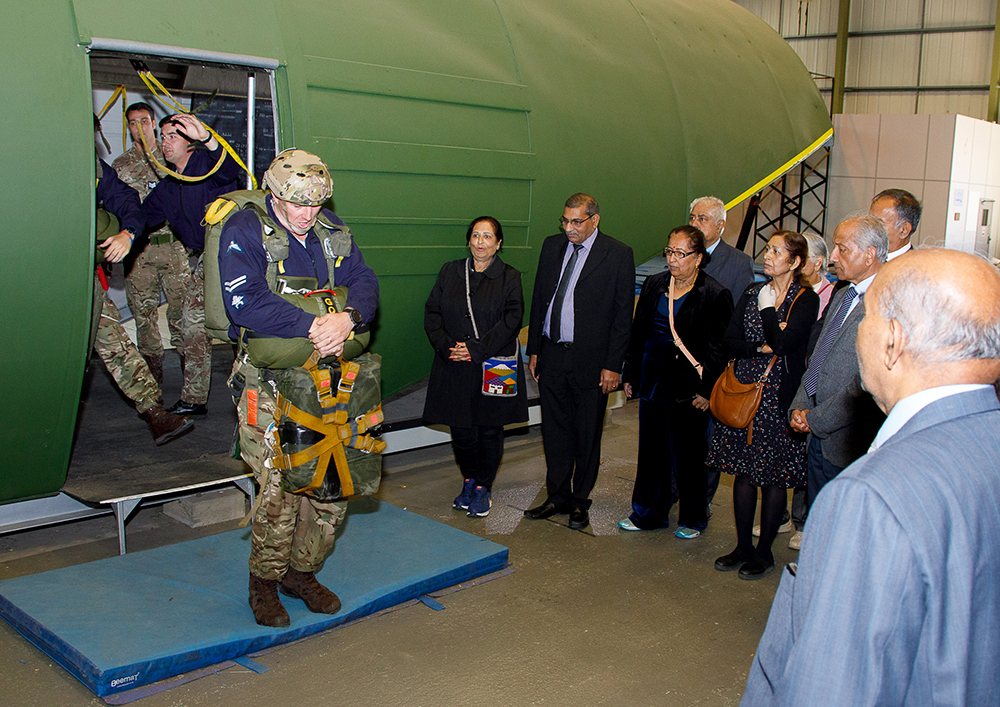 The visitors received a demonstration of the Parachute Training