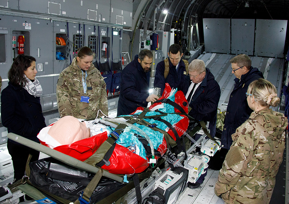 Medical equipment demonstrated on the A400M Atlas Cargo Hold Trainer
