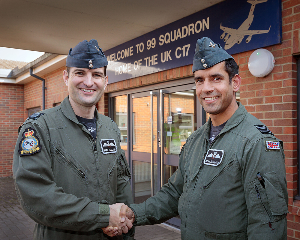 Wing Commander Marc Holland handed over the reins of No. 99 Squadron to Wing Commander Kevin Latchman