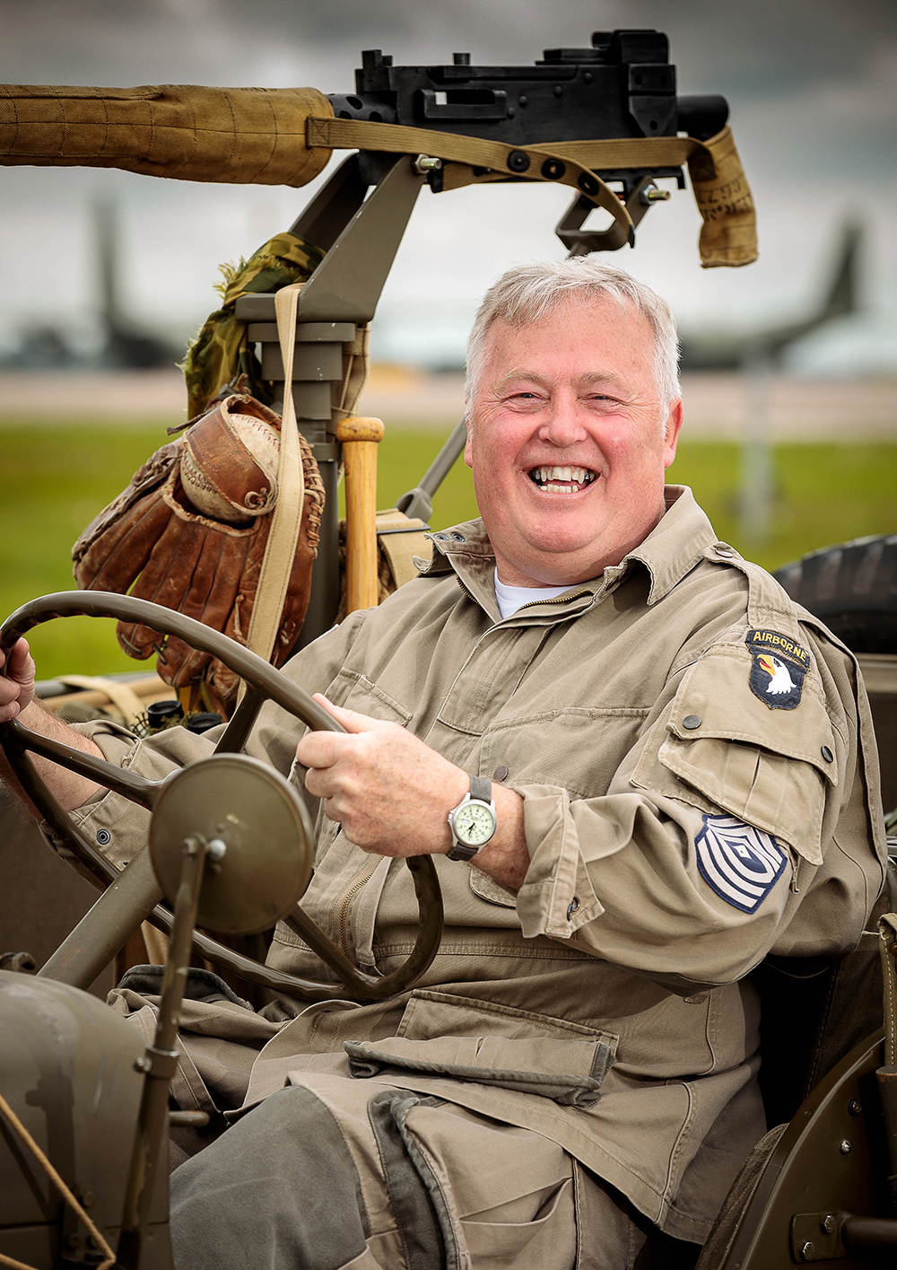 50 World War II Jeeps descended on RAF Brize Norton to try and set a record for the number of Jeeps fitted into the back of an aircraft