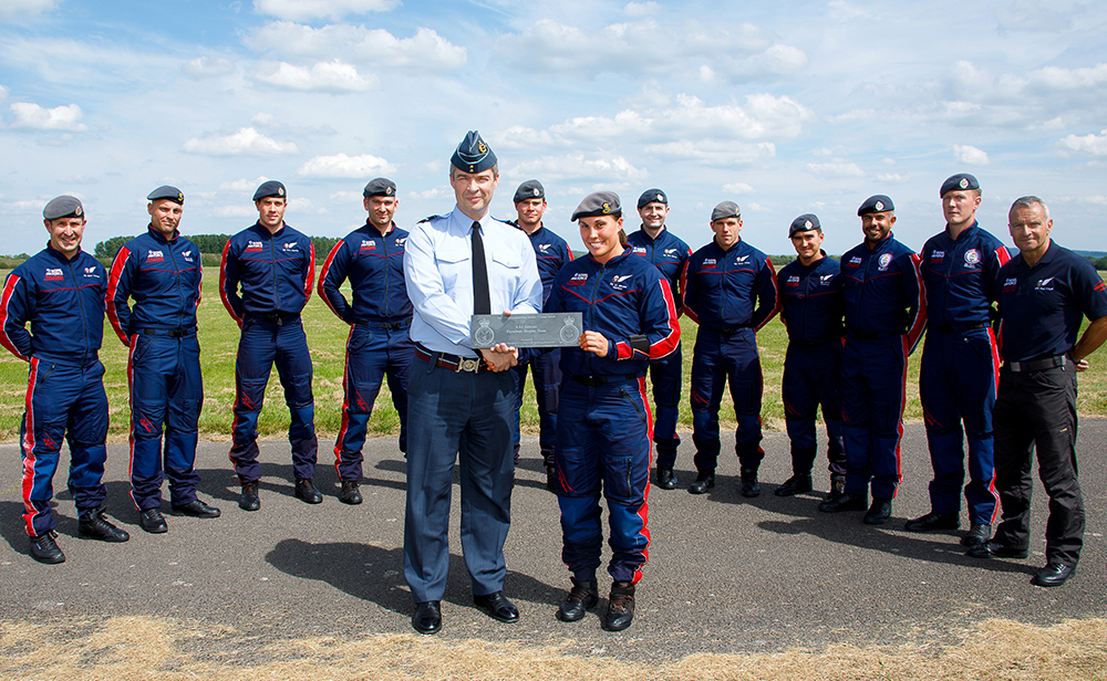 The Team with Air Officer Commanding No. 2 Group, Air Vice-Marshal David Cooper CBE MA BEng(Hons) RAF, who awarded them their Public Display Authority