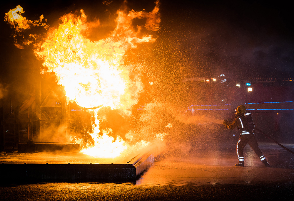 RAF Firefighters trained during the night to maintain their skills