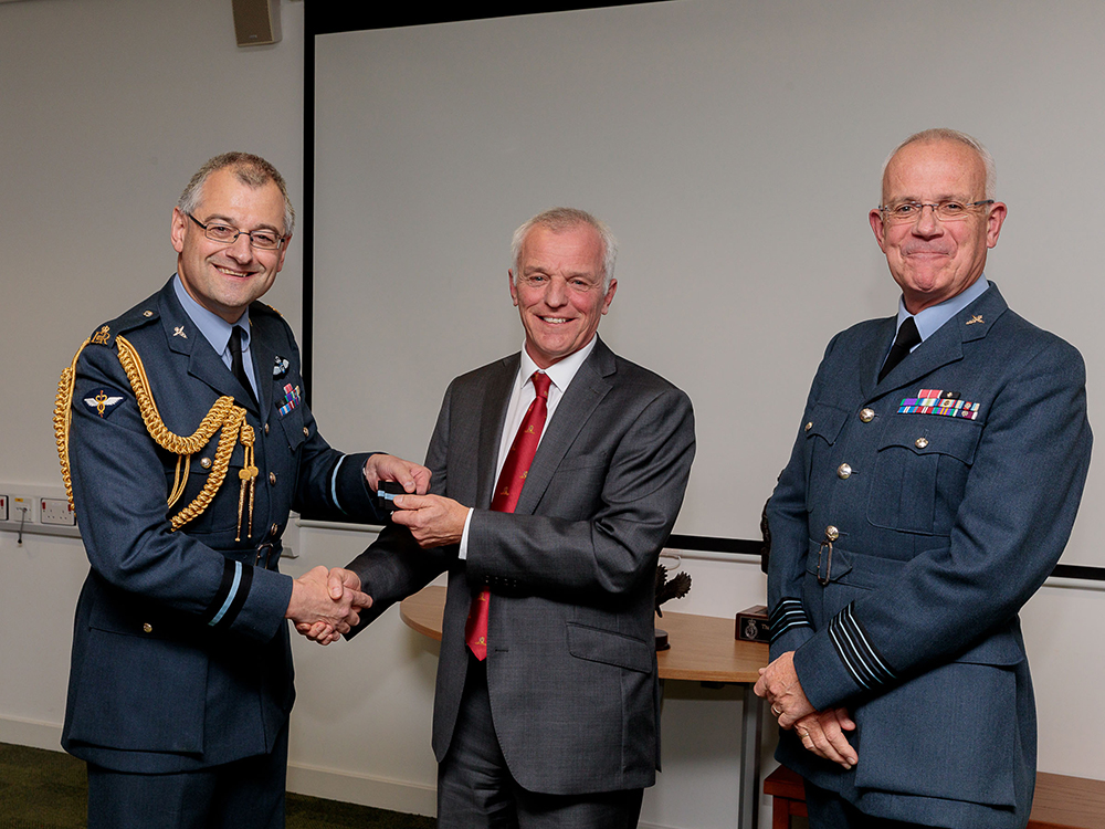 Air Commodore David McLoughlin, Air Officer Medical Operations (AO Med Ops), Professor Willett and Wing Commander Graham Banks, Officer Commanding 4626 Squadron